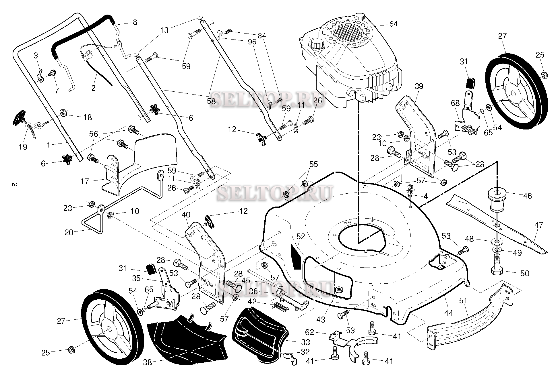 Двигатель для газонокосилки Husqvarna J 55 SL артикул модели 96121001808 (с 2013-05)