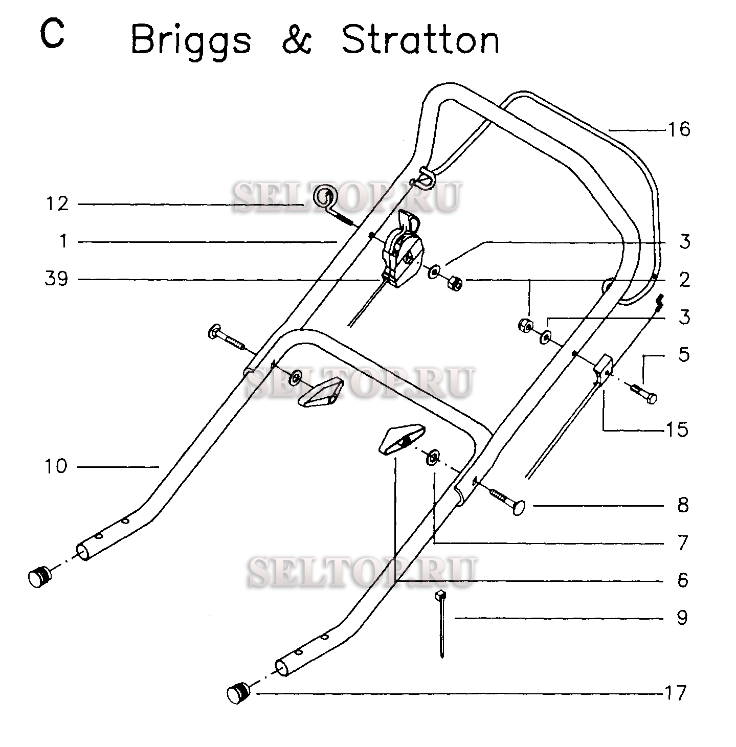 Ручка, рычаги управления вариант 2 для газонокосилки Husqvarna JET 48 KD (с 1995-02)