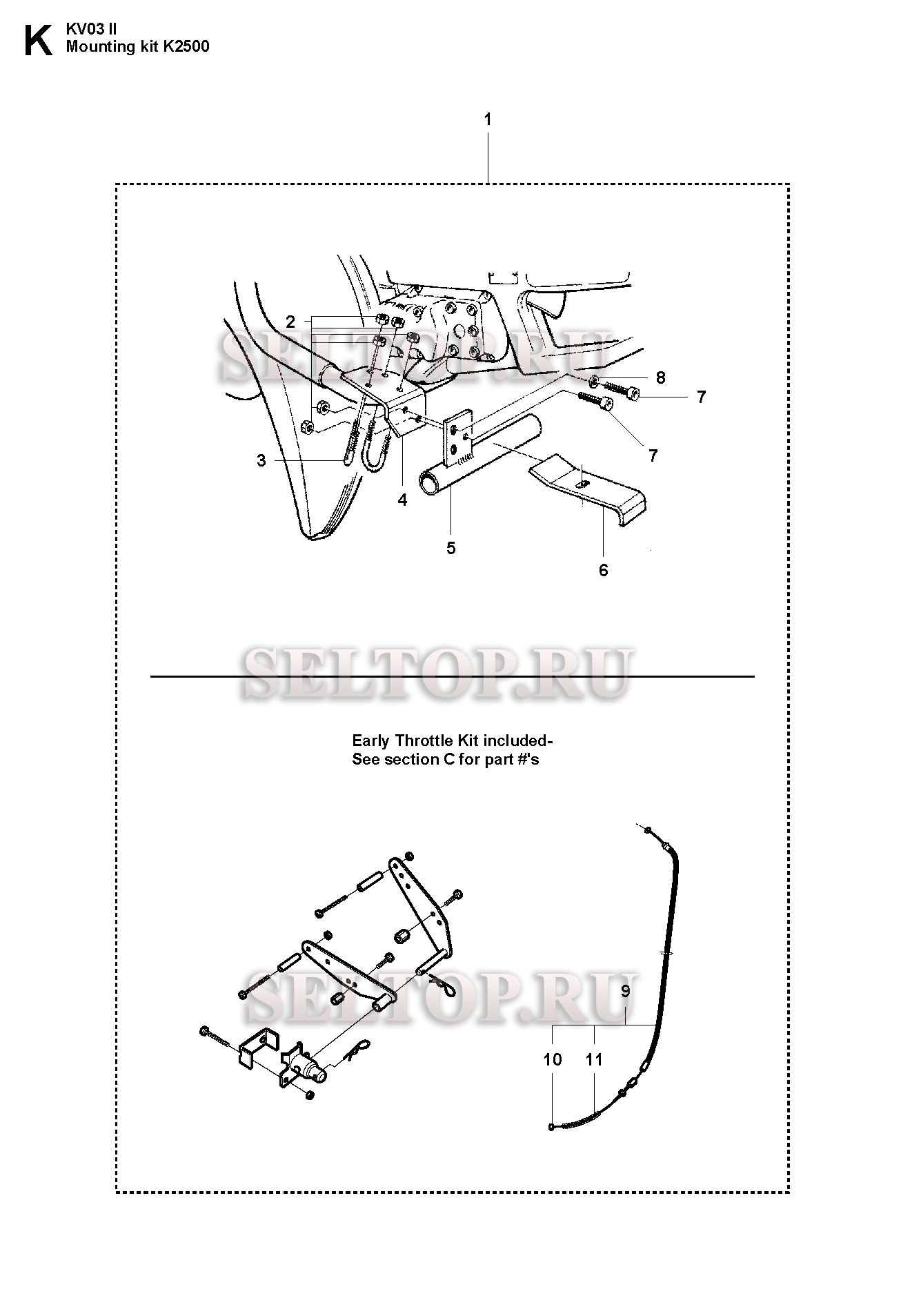 Монтажный комплект для K2500 для резчика Husqvarna KV 03 (с 2007-01)