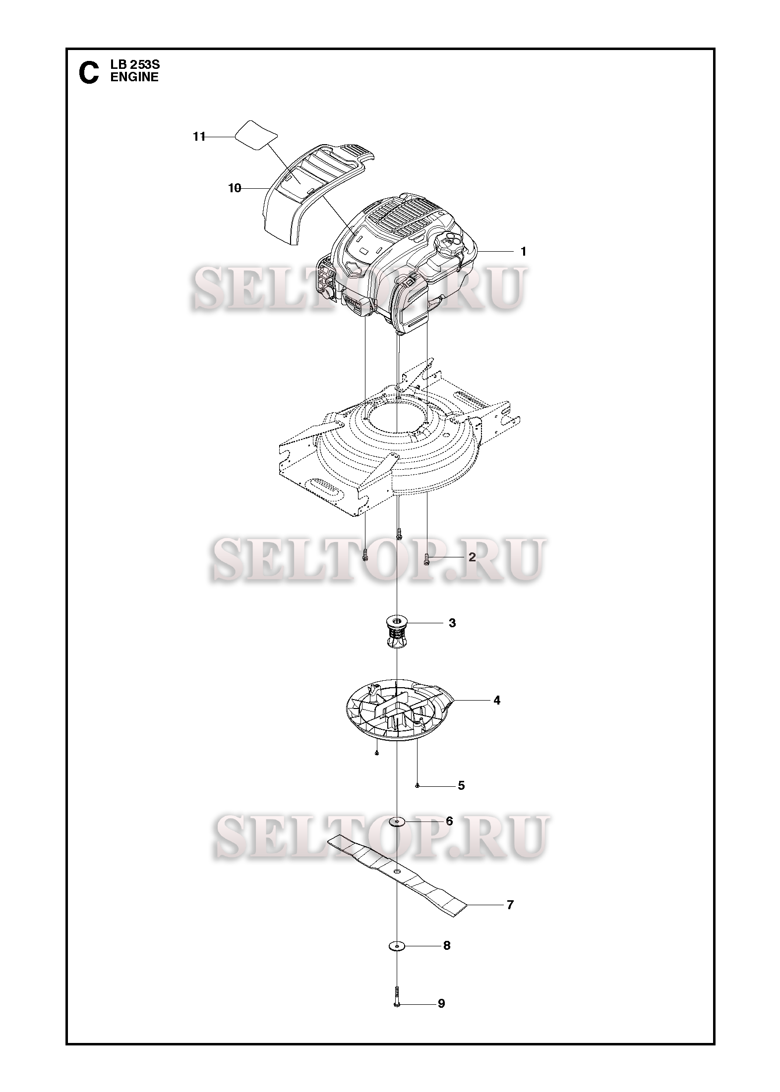 Двигатель для газонокосилки Husqvarna LB 253 S артикул модели 967656401 (с 2018-01)