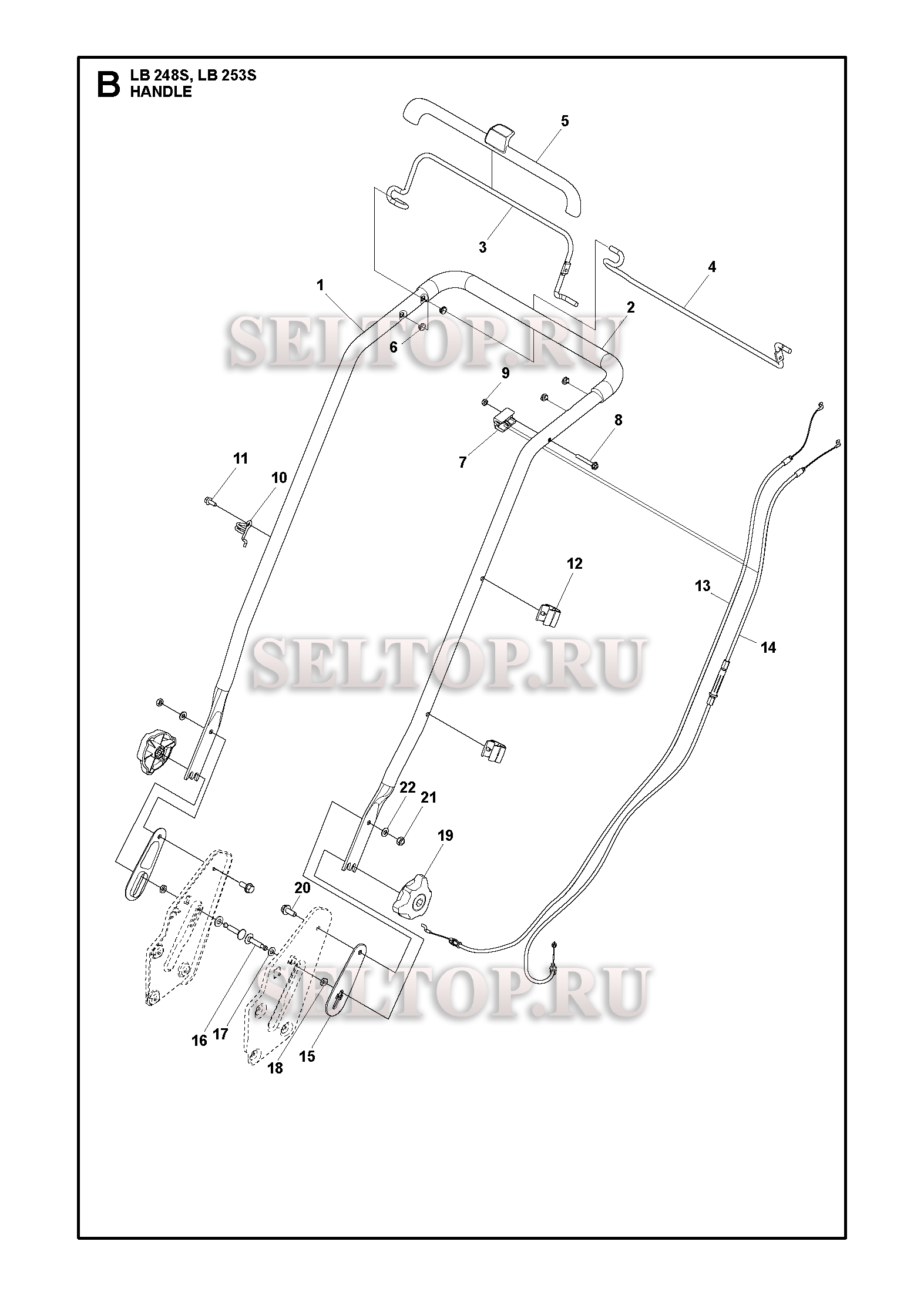 Ручка для газонокосилки Husqvarna LB 253 S артикул модели 967656401 (с 2018-01)