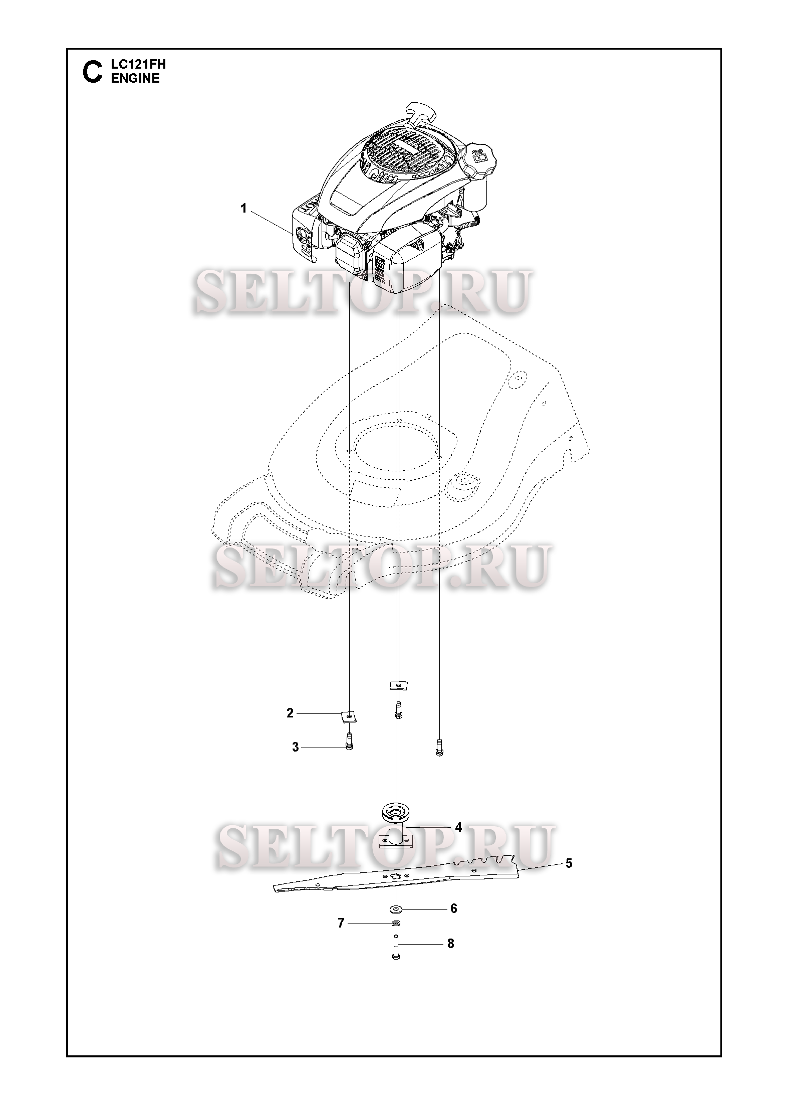 Двигатель для газонокосилки Husqvarna LC 121 FH артикул модели 96148006100 (с 2017-10)