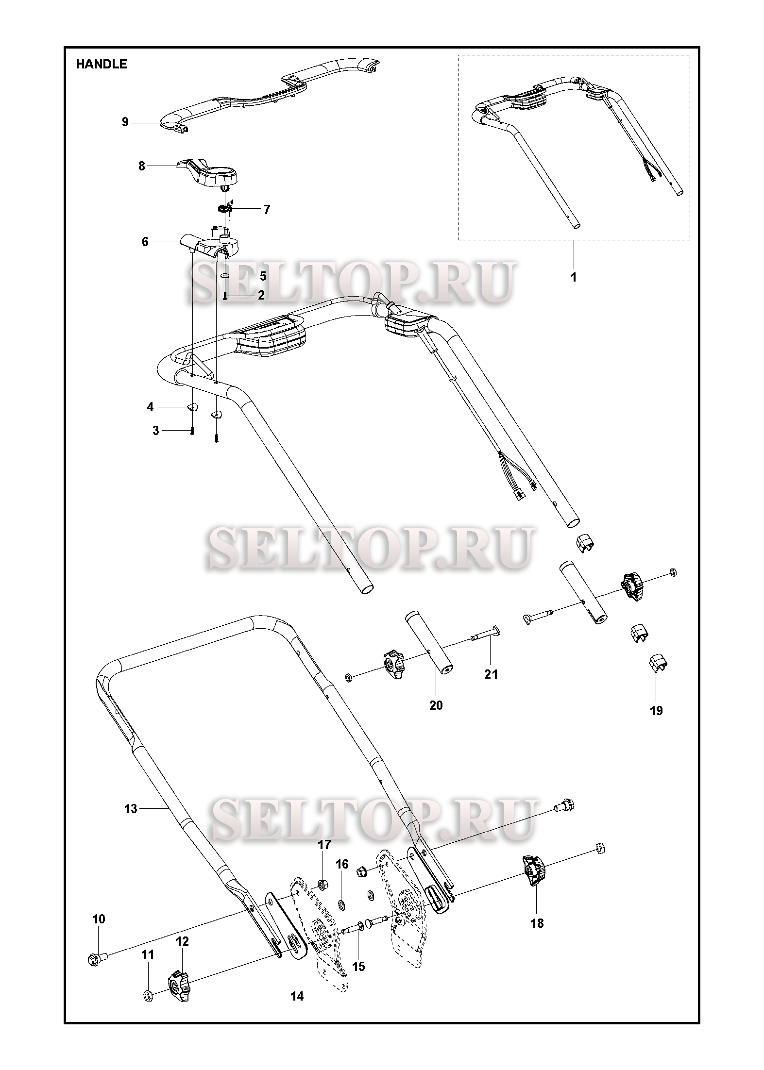 Ручка для газонокосилки Husqvarna LC 141 Li артикул модели 967628401 (с 2016-09)