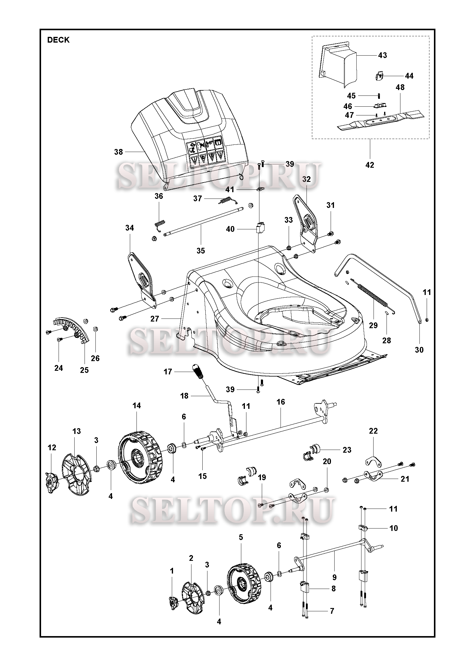 Дека для газонокосилки Husqvarna LC 141 Li артикул модели 967628401 (с 2016-09)