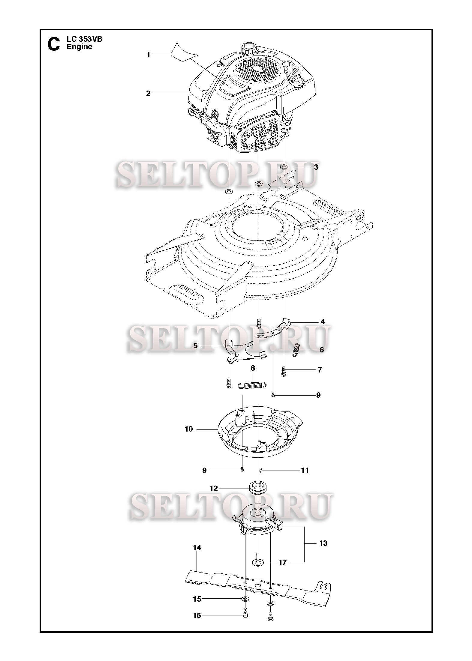 Двигатель для газонокосилки Husqvarna LC 353 VB артикул модели 967239201 (с 2015)