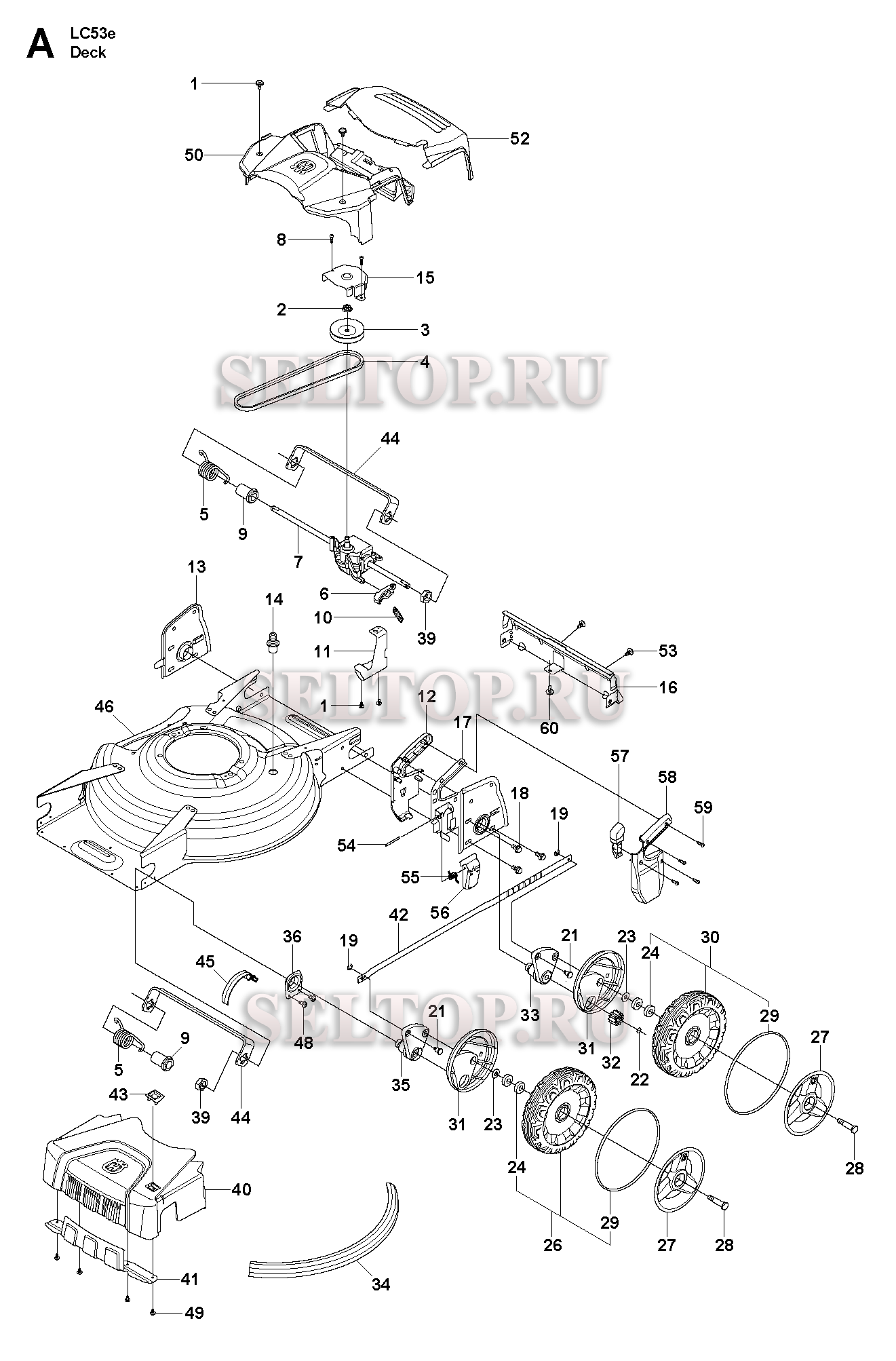 Резное оборудование для газонокосилки Husqvarna LC 53 E артикул модели 96697600100 (с 2010-01)