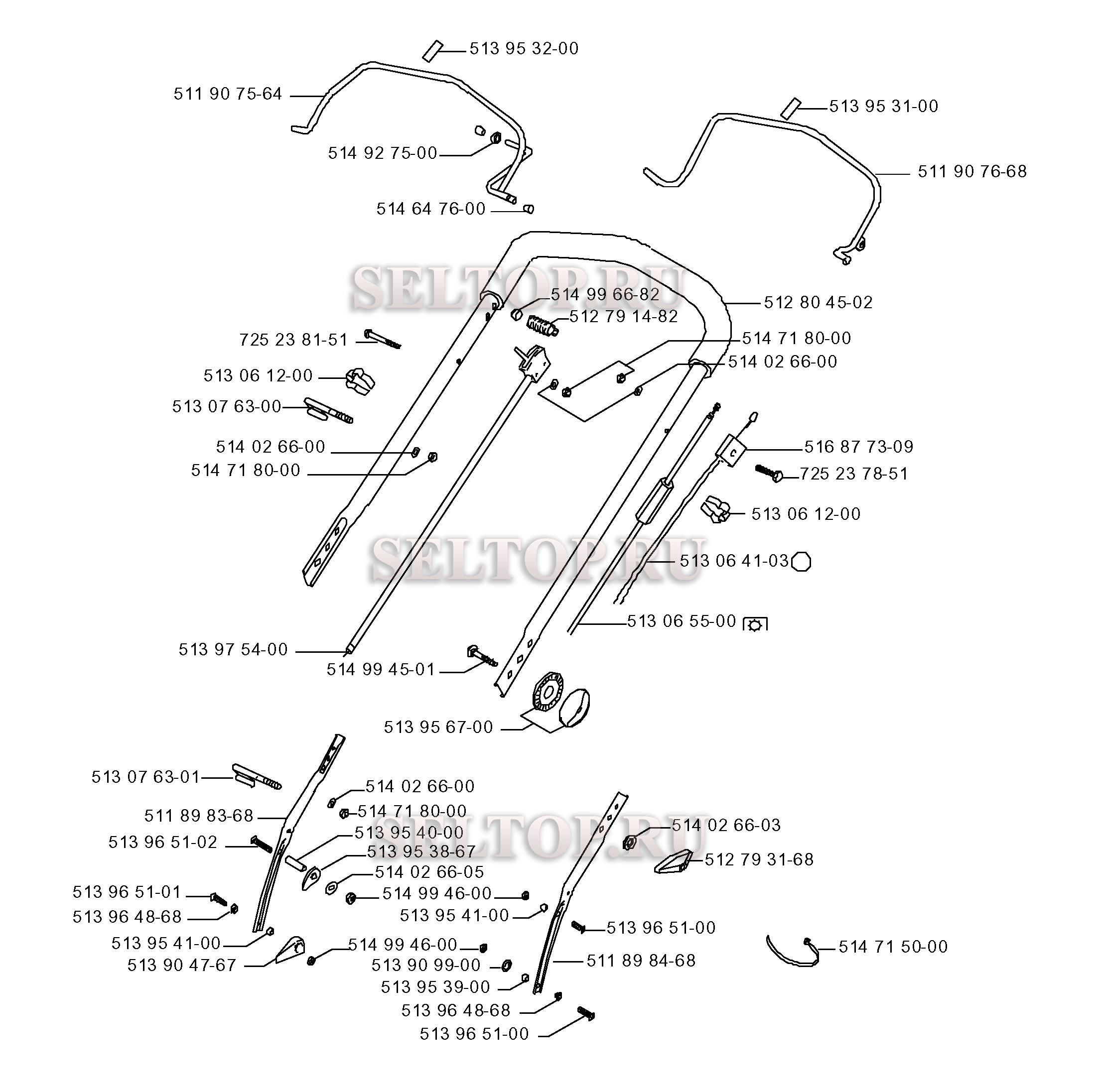 Ручка, рычаги управления для газонокосилки Husqvarna R 50 S (с 2004-01)