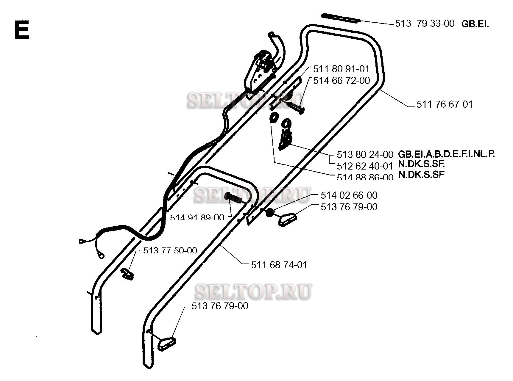 Ручка, рычаги управления для газонокосилки Husqvarna ROYAL 36 EL (с 1996-04)