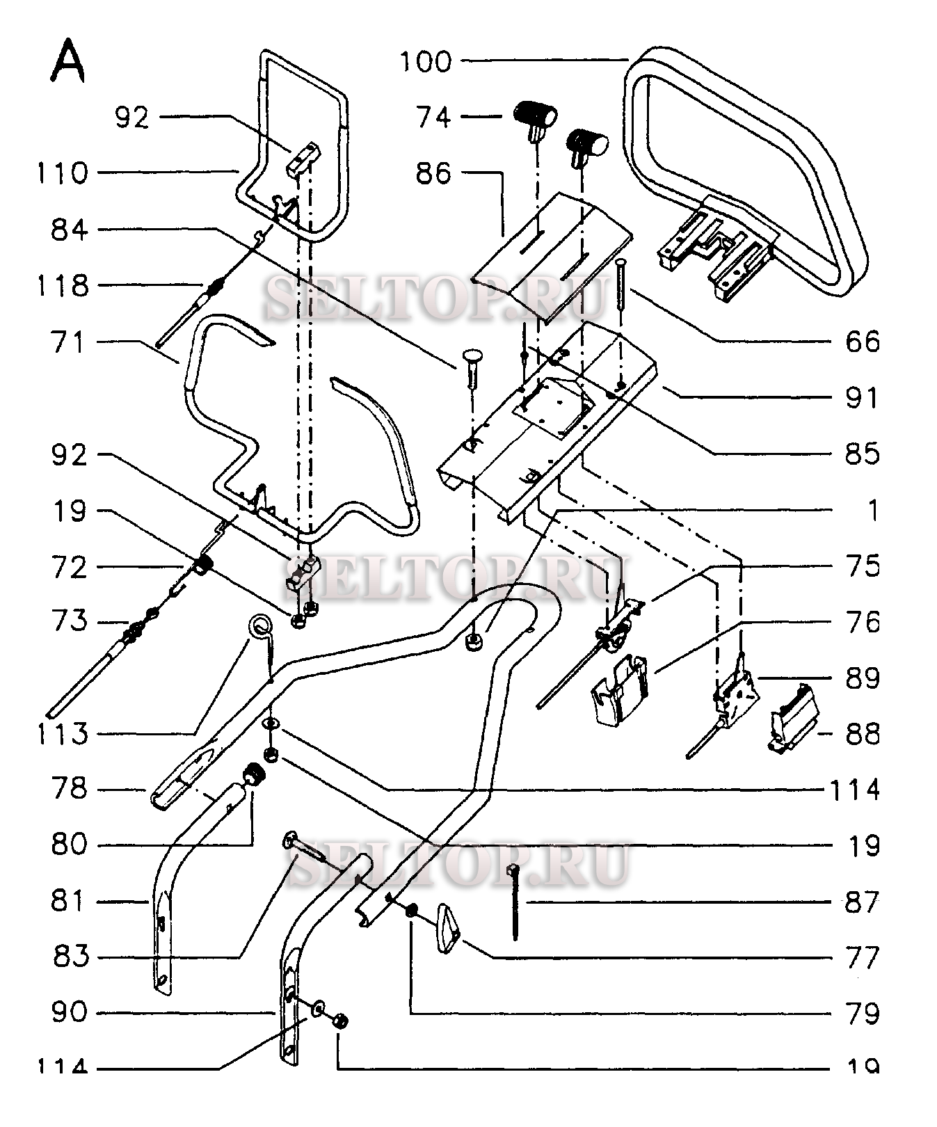 Ручка, рычаги управления для газонокосилки Husqvarna ROYAL 48 SE BRIGGS STRATTON (с 1996-03)