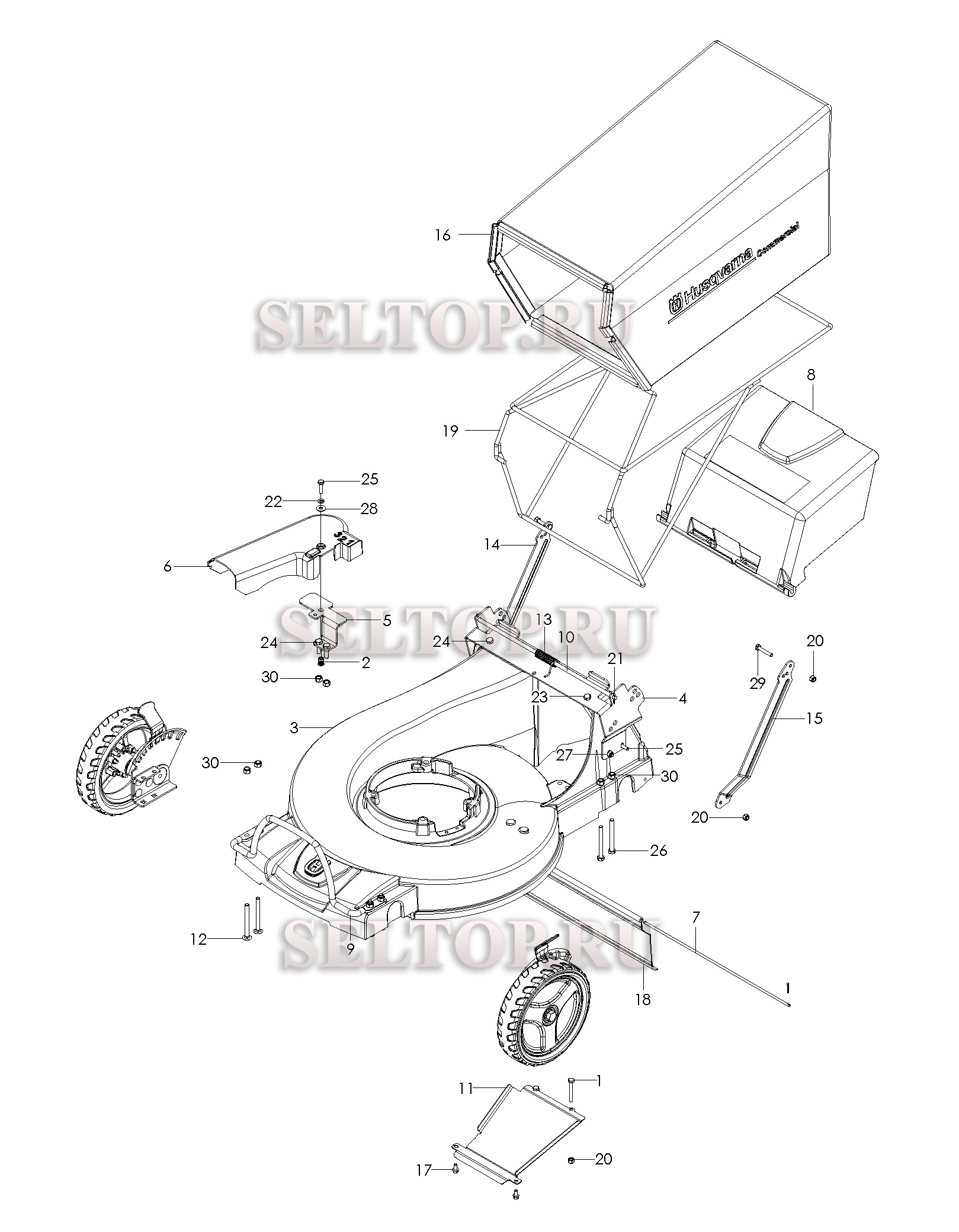 Шасси и рама для газонокосилки Husqvarna W 21 SBK артикул модели 968999286 (с 2007-03)
