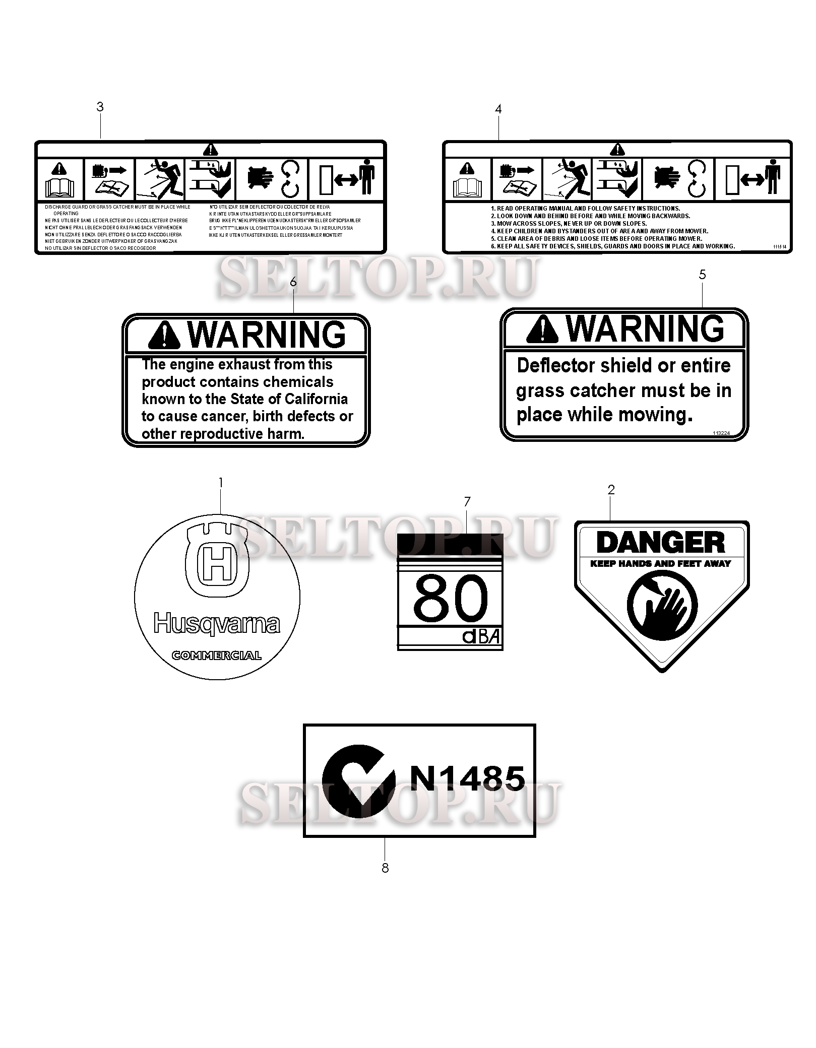 Наклейки для газонокосилки Husqvarna W 21 SBK артикул модели 968999286 (с 2007-03)