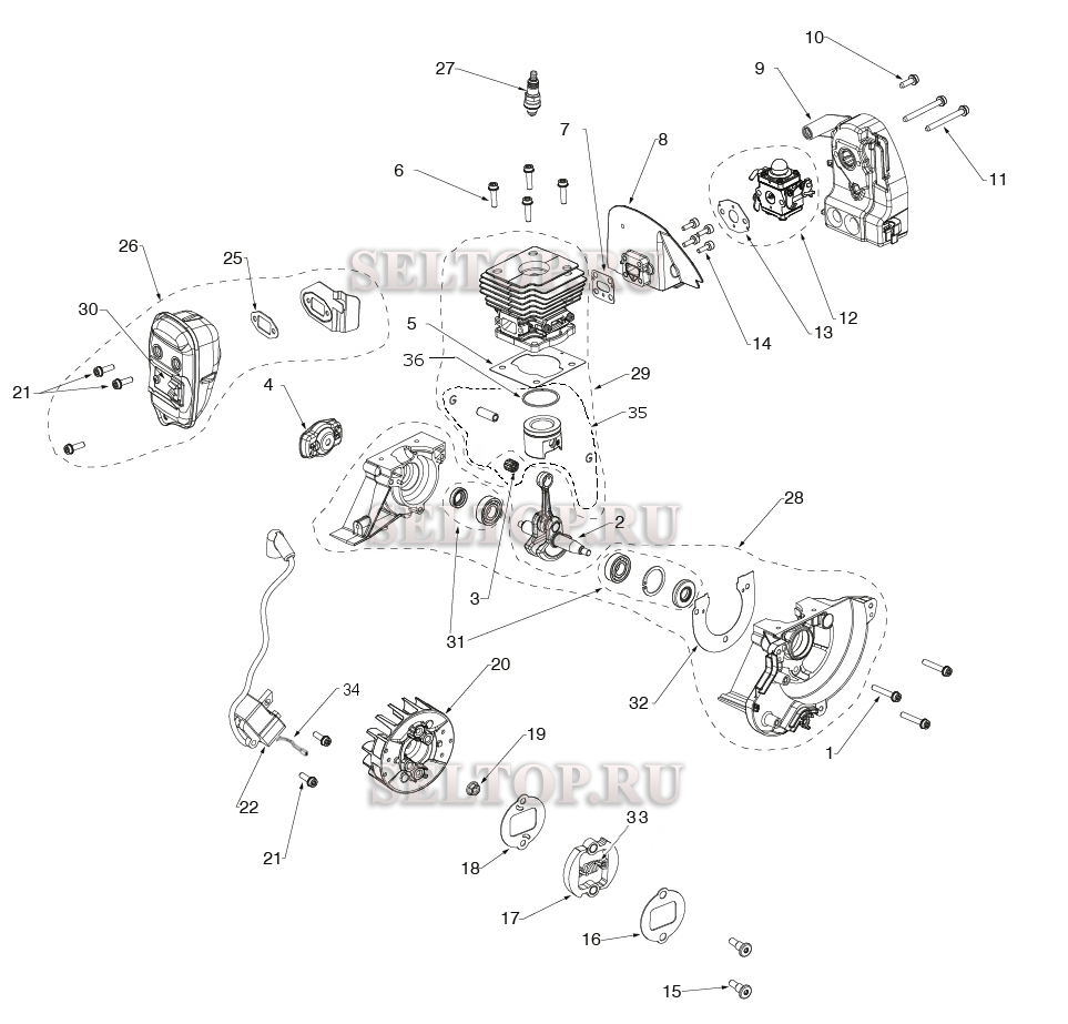 Двигатель для триммера Husqvarna 129 RJ (c 2016-03)