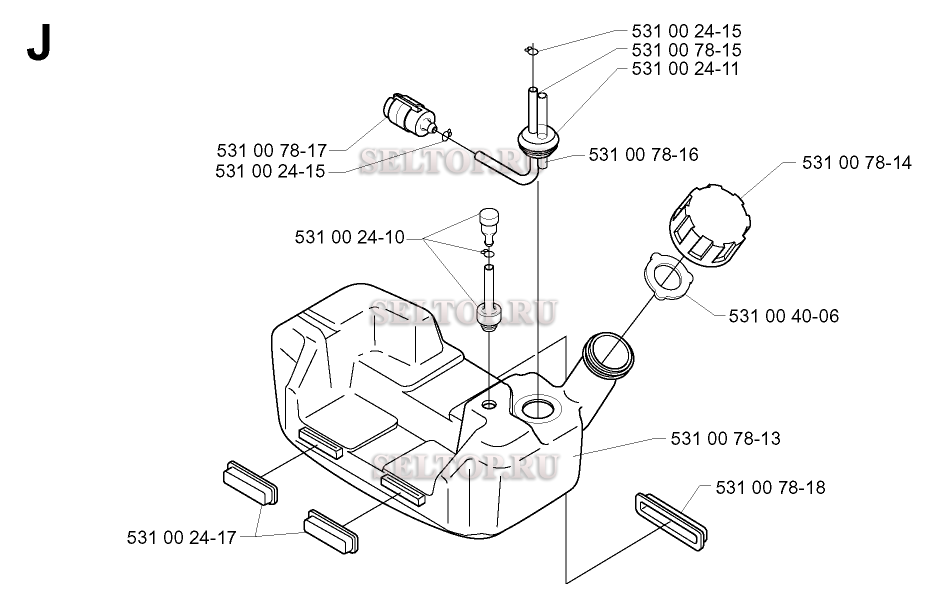 Топливный бак для триммера Husqvarna 142 R (c 1999-10)