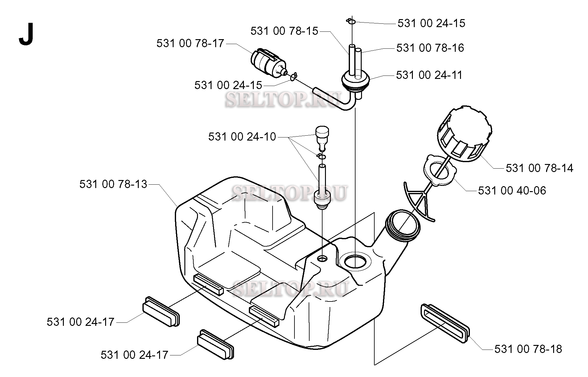 Топливный бак для триммера Husqvarna 142 RB (c 2000-05)