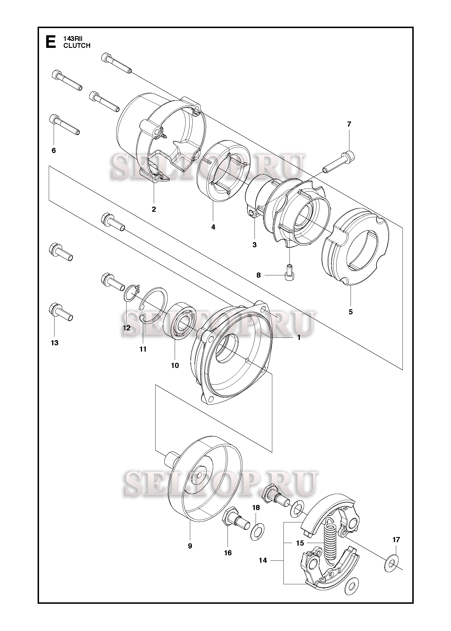 Сцепление для триммера Husqvarna 143 RII (c 2018-02)