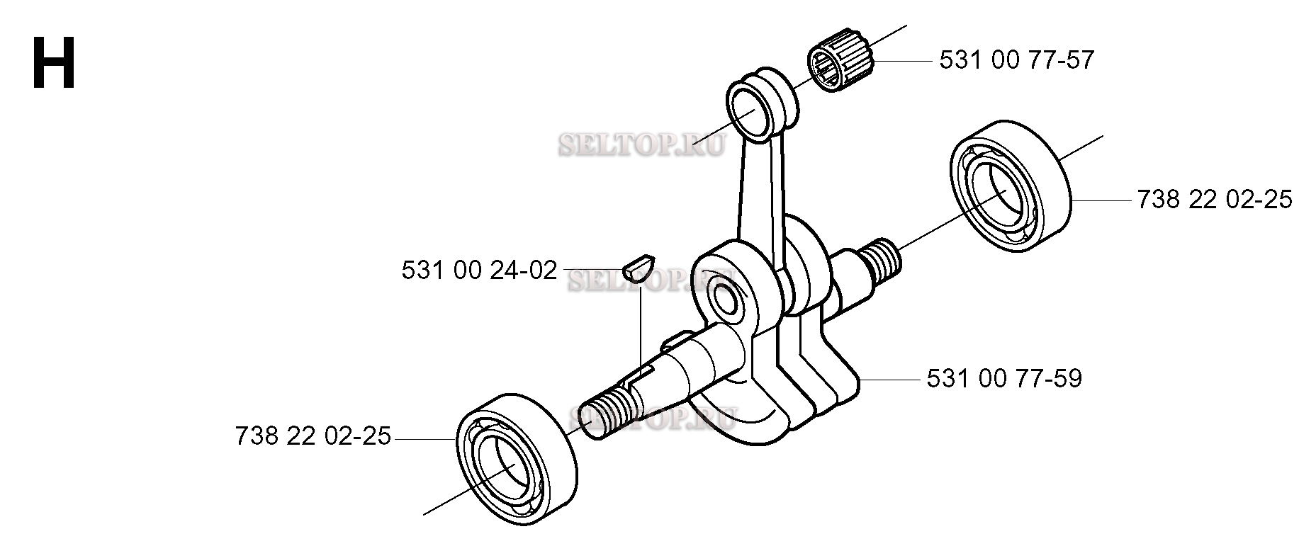 Коленвал для триммера Husqvarna 152 RJ (c 2003-01)