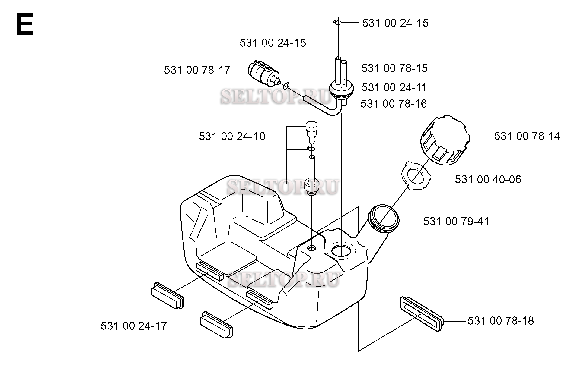 Топливный бак для триммера Husqvarna 152 RJ (c 2003-01)