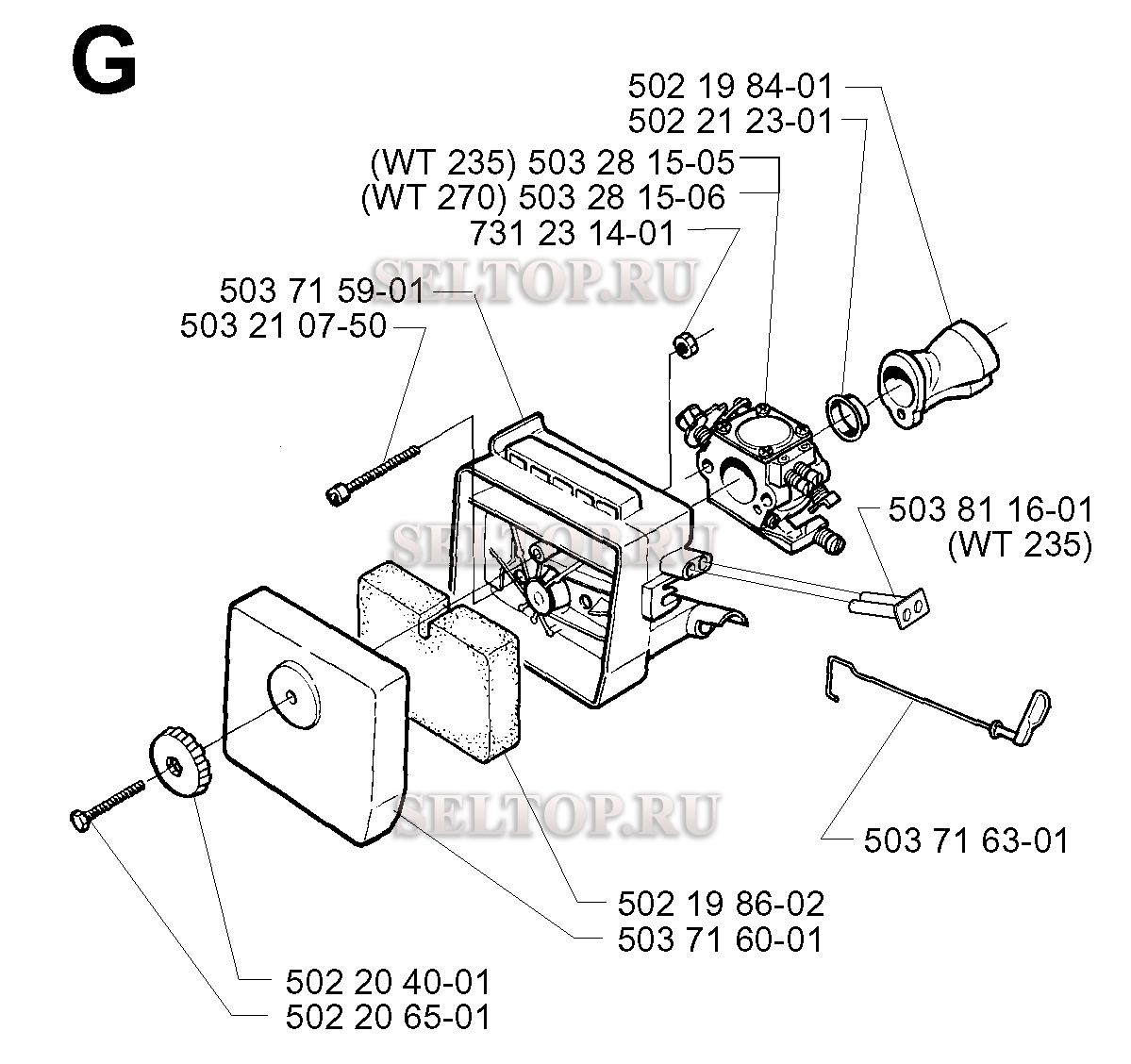 Карбюратор, воздушный фильтр для триммера Husqvarna 225 R (c 1997-02)