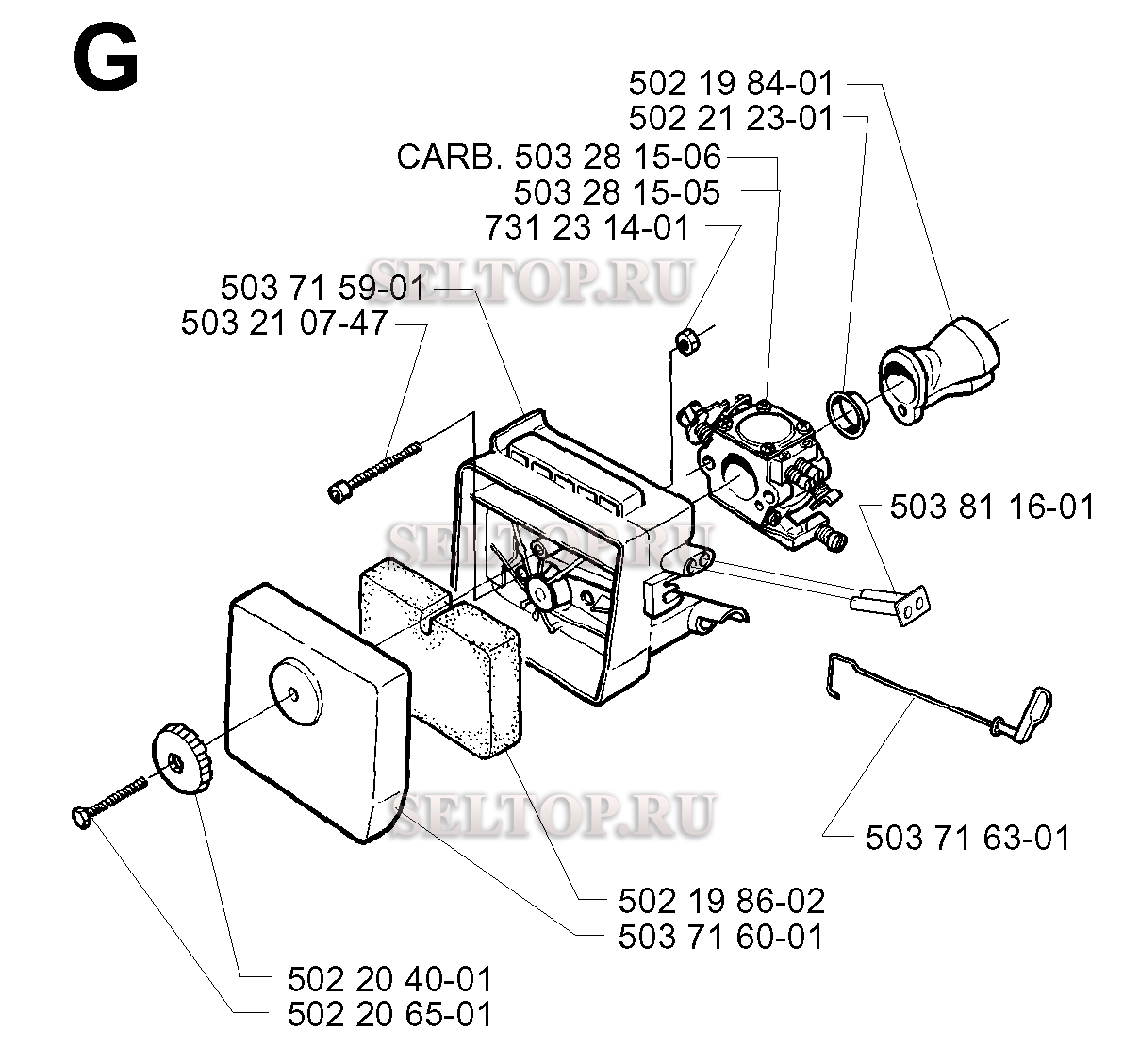 Карбюратор, воздушный фильтр для триммера Husqvarna 225 RD (c 1996-06)