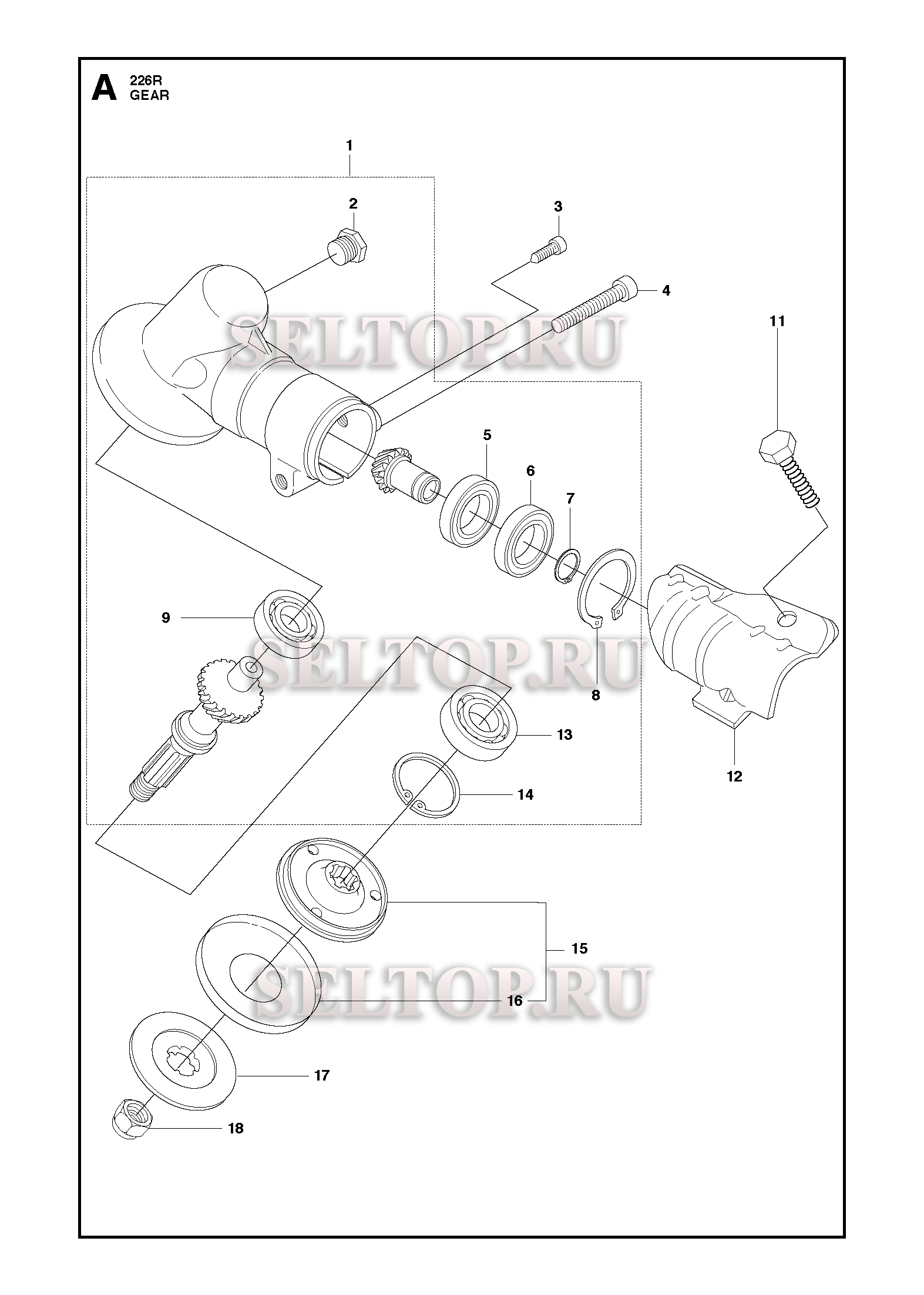 Редуктор для триммера Husqvarna 226 R (c 2009-01)