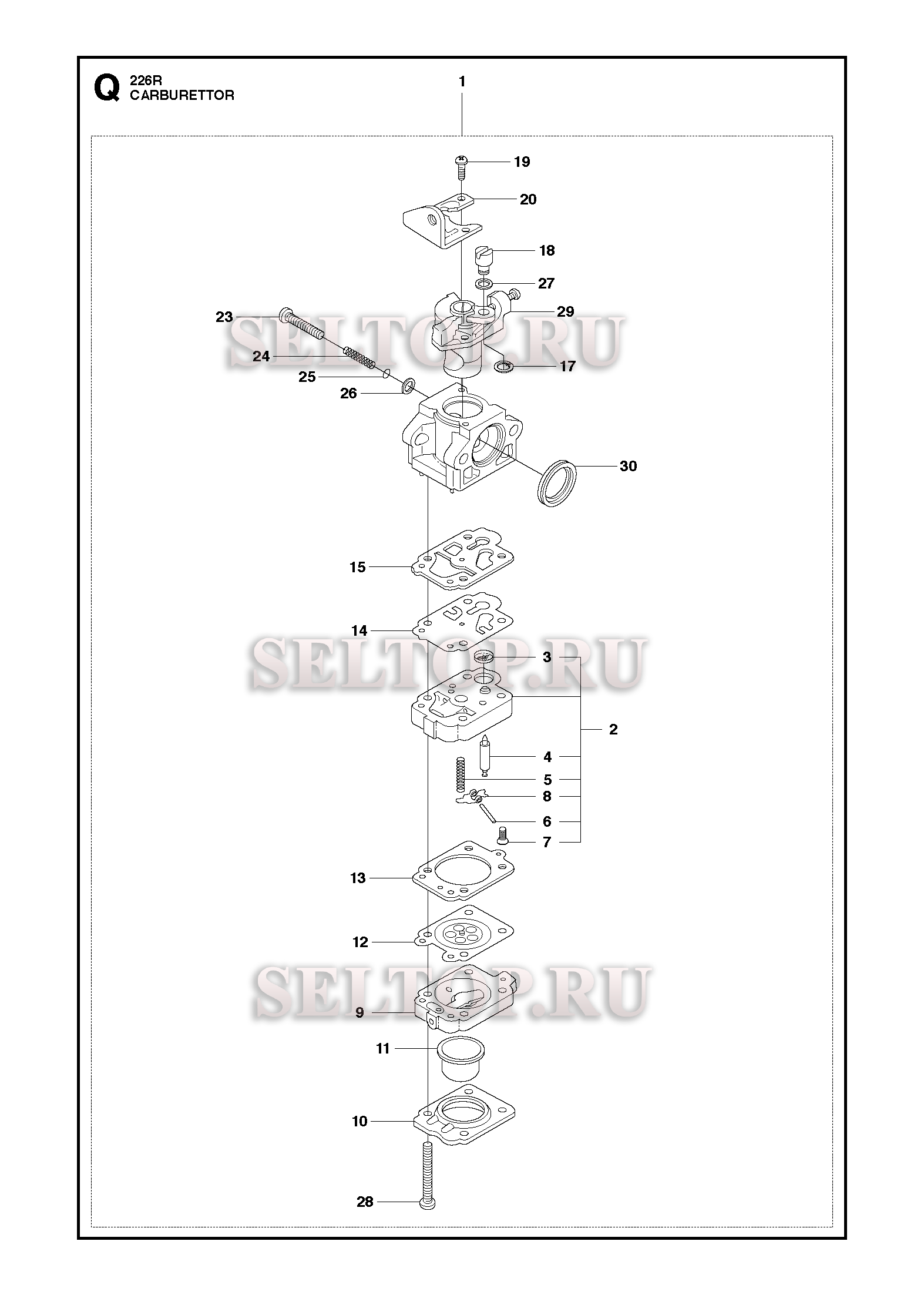 Запчасти карбюратора для триммера Husqvarna 226 R (c 2009-01)