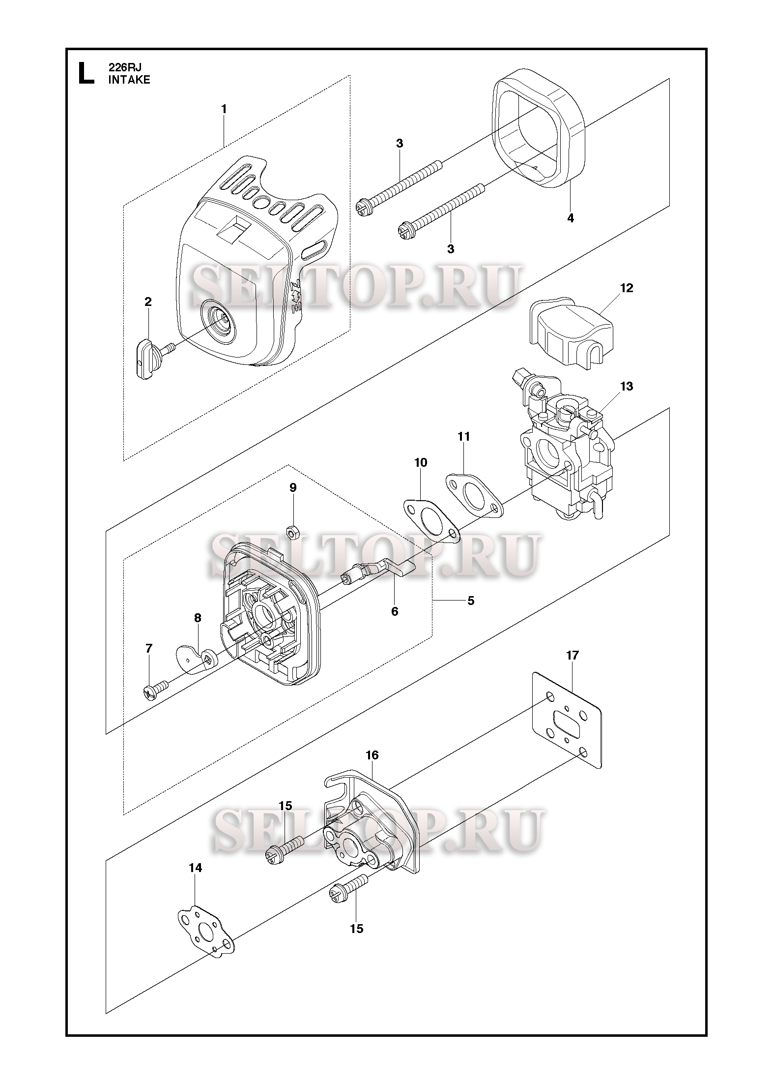 Карбюратор, воздушный фильтр для триммера Husqvarna 226 RJ (c 2012-06)