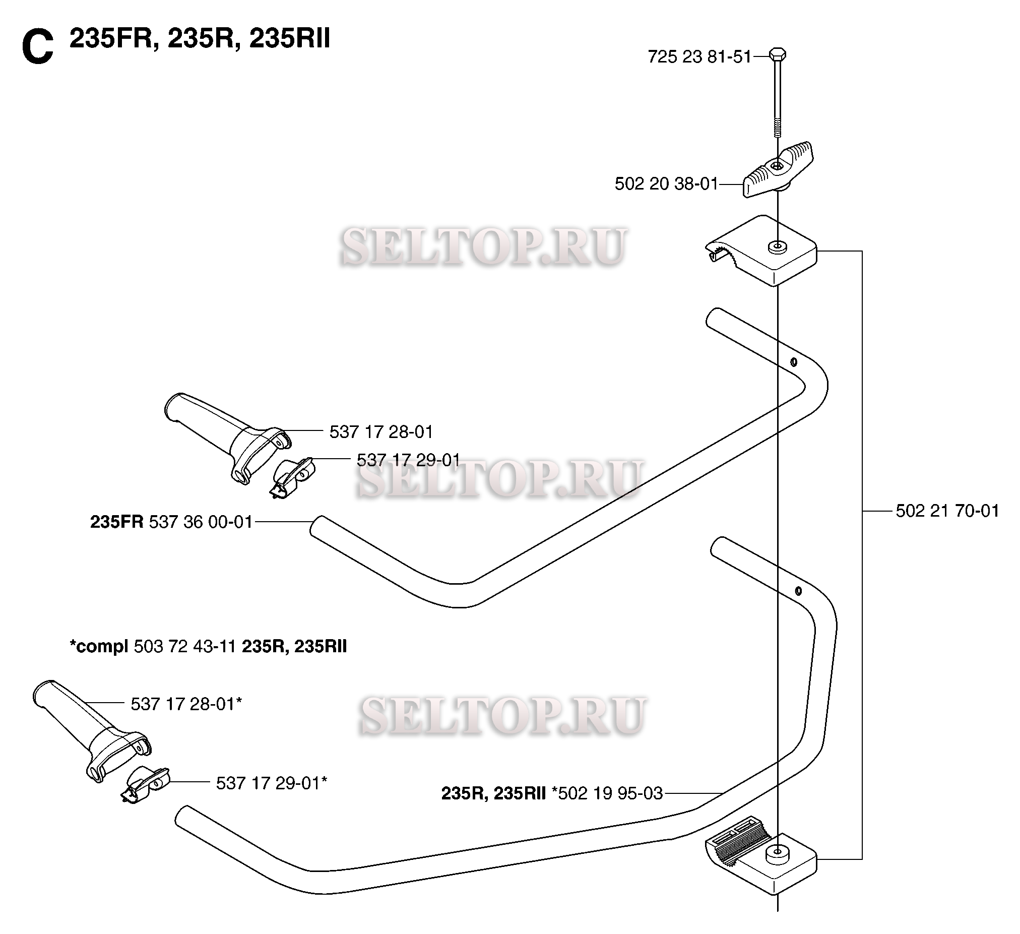 Ручка для триммера Husqvarna 232 R (c 2014-12)