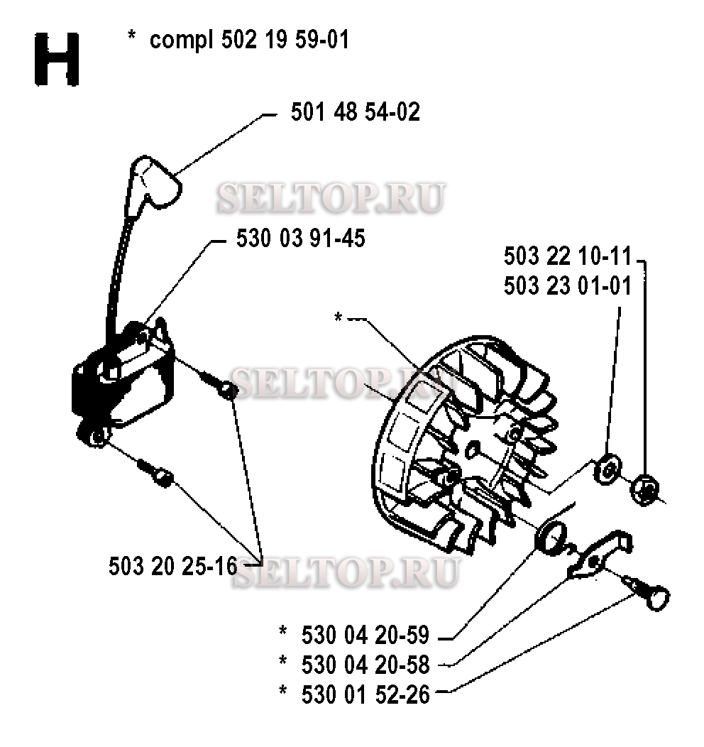 Зажигание для триммера Husqvarna 232 R (c 1994-02)