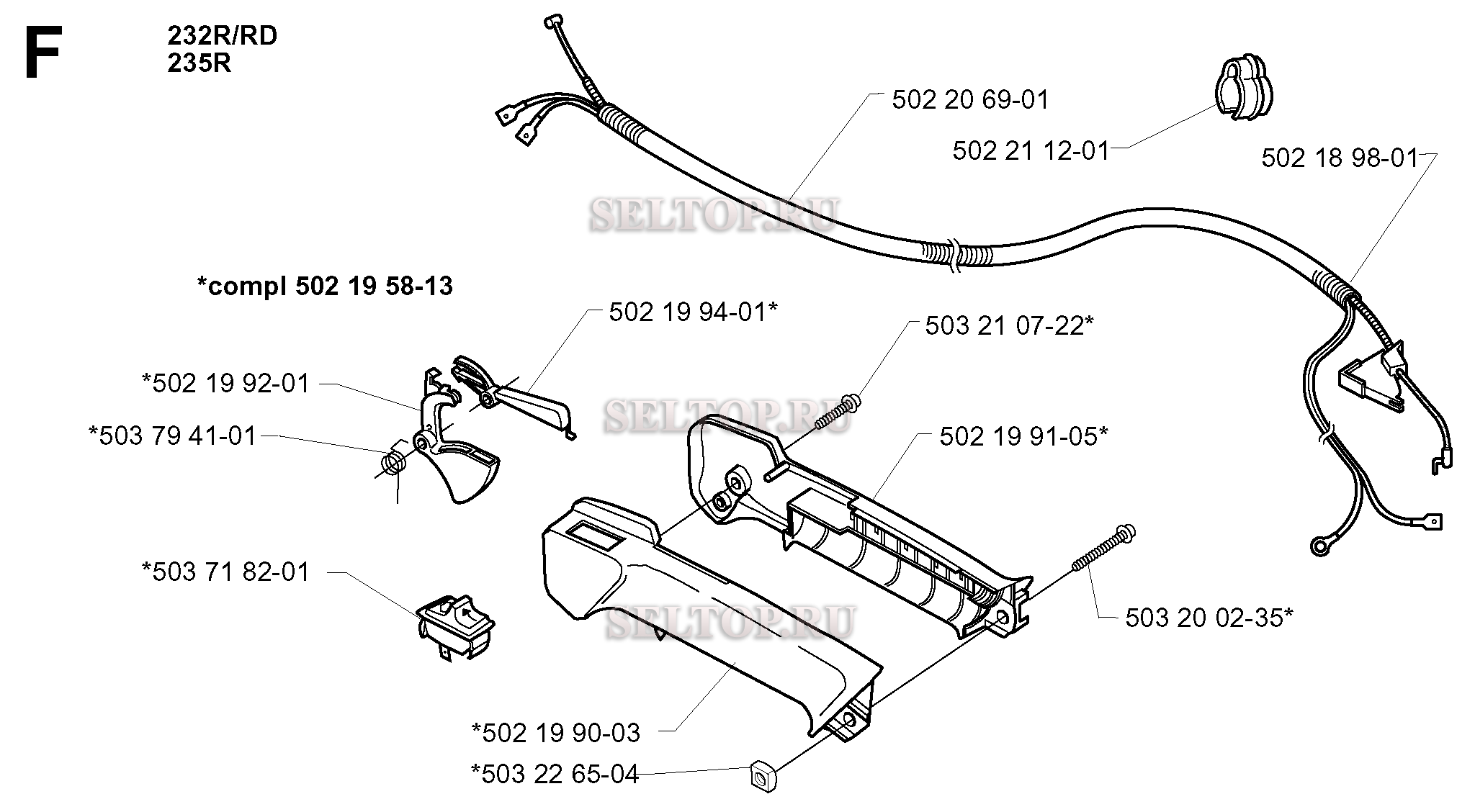 Управление дросселем для триммера Husqvarna 232 R (c 2000-04)