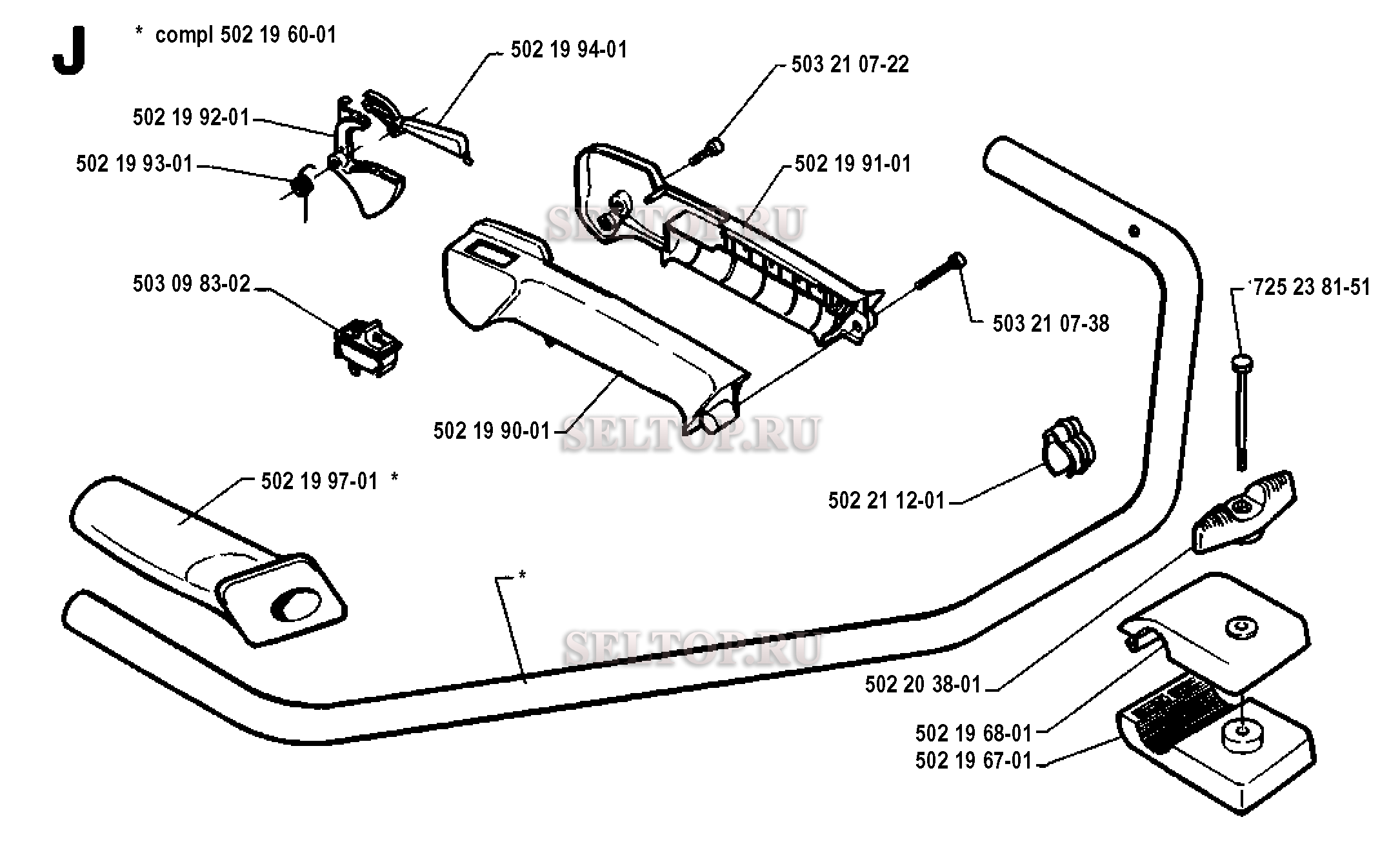 Ручка, рычаги управления для триммера Husqvarna 235 R (c 1994-02)