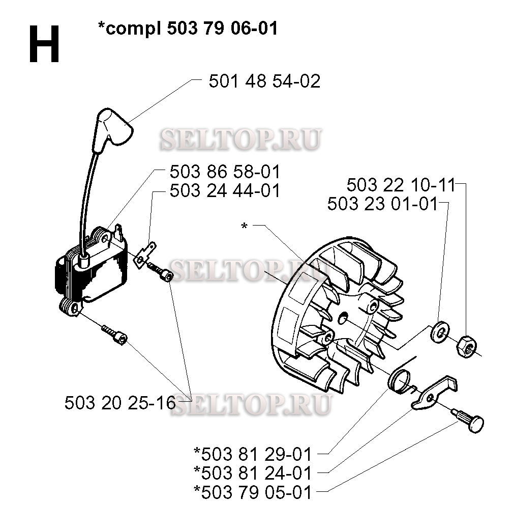 Зажигание для триммера Husqvarna 235 R (c 1997-02)