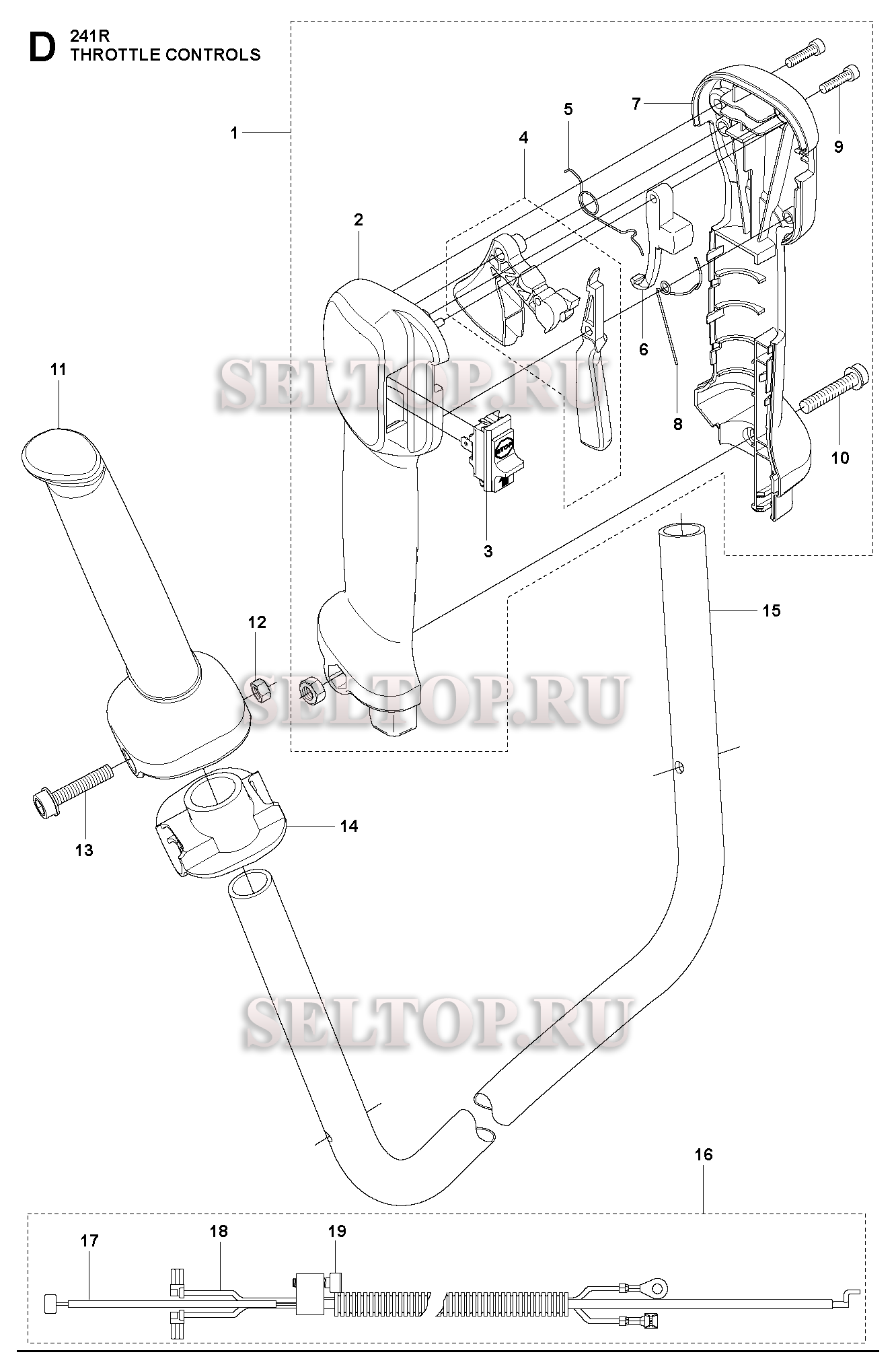 Управление дросселем для триммера Husqvarna 241 R (c 2014-12)