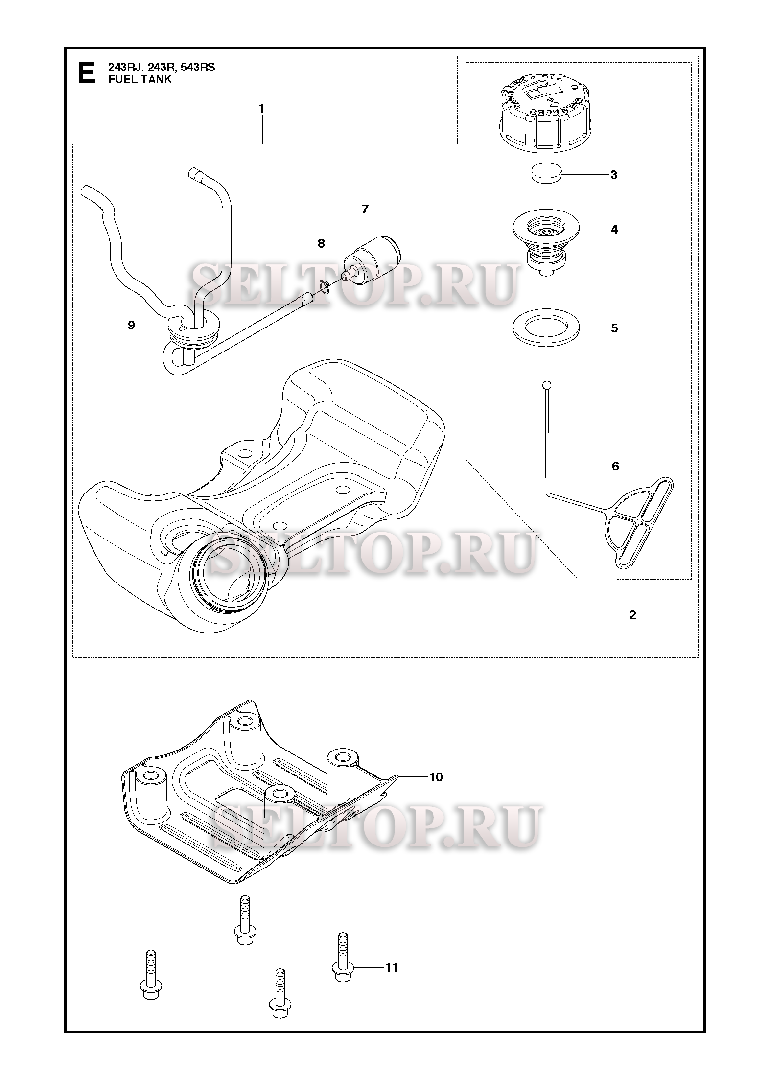 Топливный бак для триммера Husqvarna 243 R (c 2011-08)