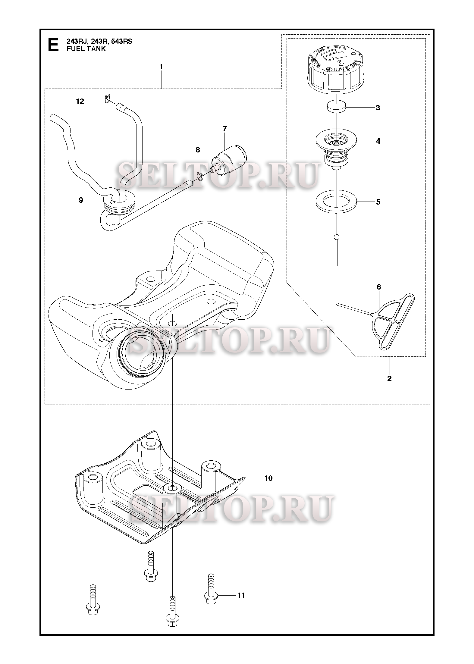 Топливный бак для триммера Husqvarna 243 R (c 2012-03)
