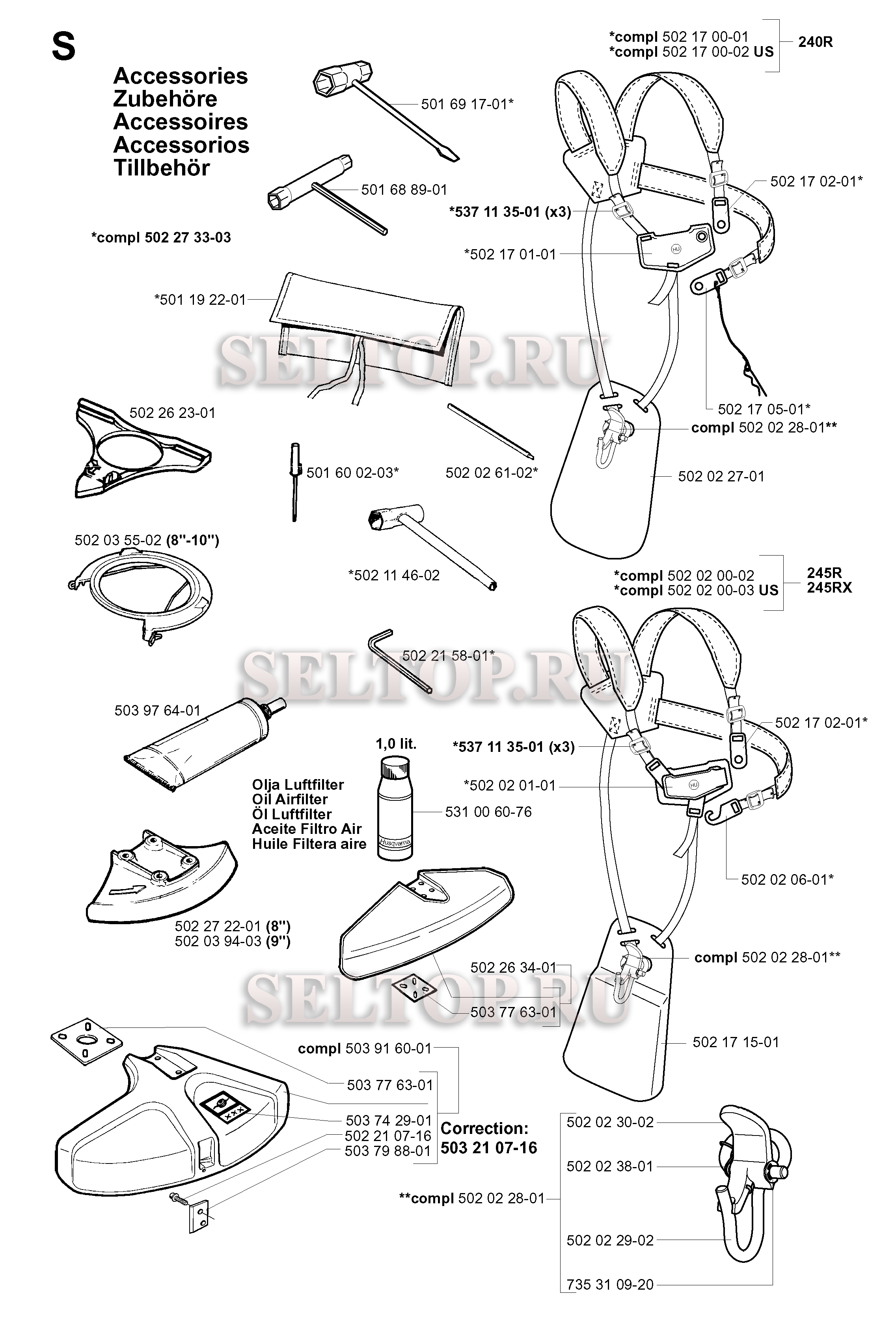 Аксессуары для триммера Husqvarna 245 EPA (c 2001-01US)