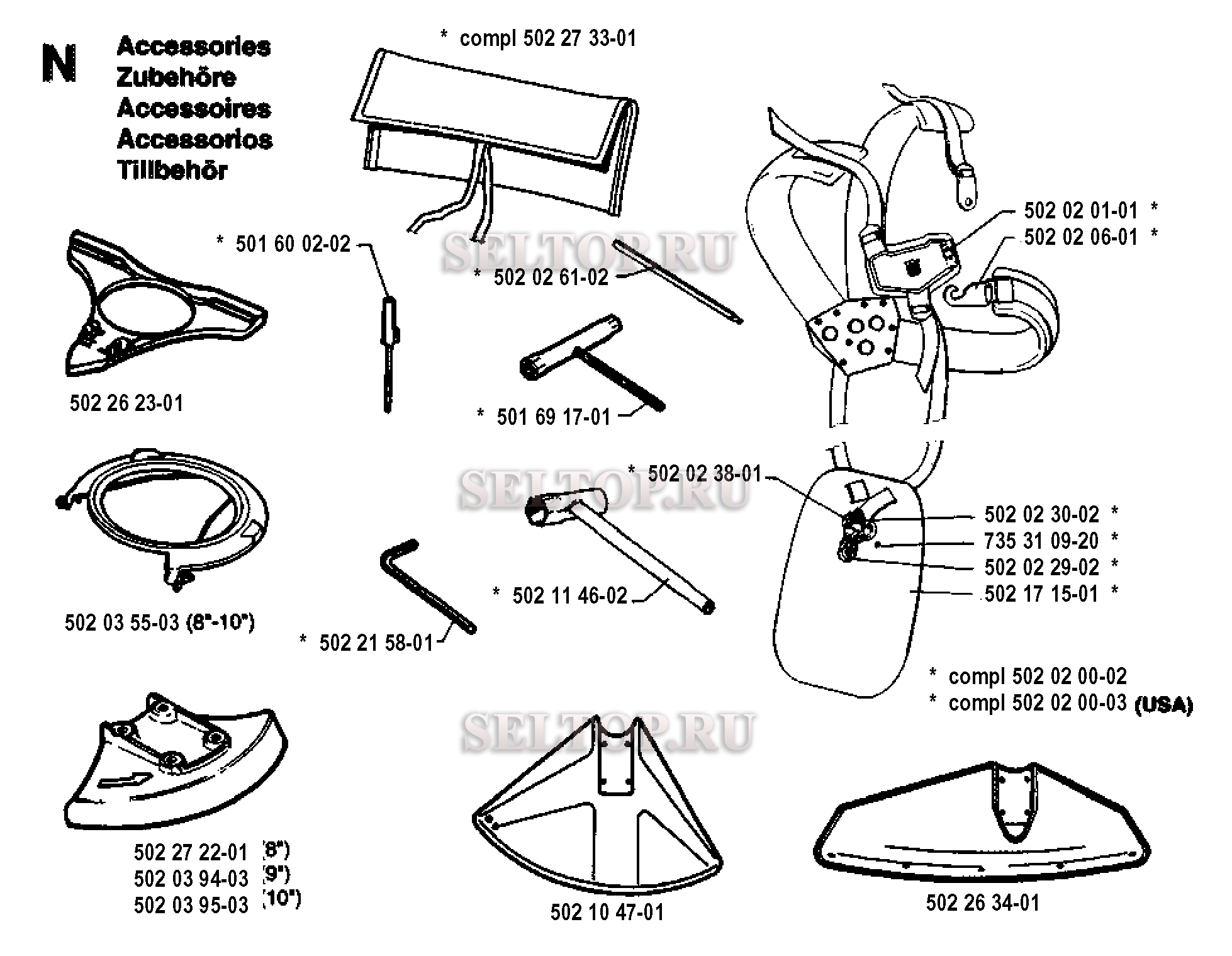 Аксессуары для триммера Husqvarna 250 RX (c 1994-10)