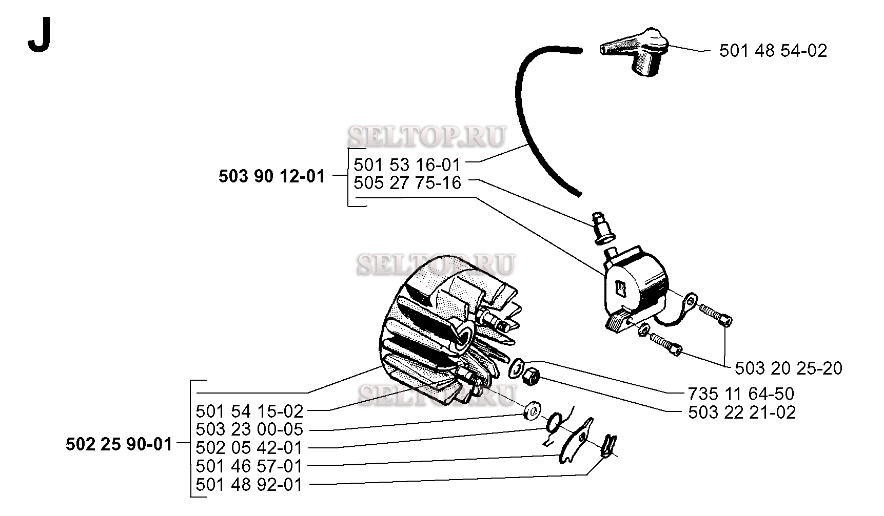 Зажигание для триммера Husqvarna 252 RX (c 1999-04)