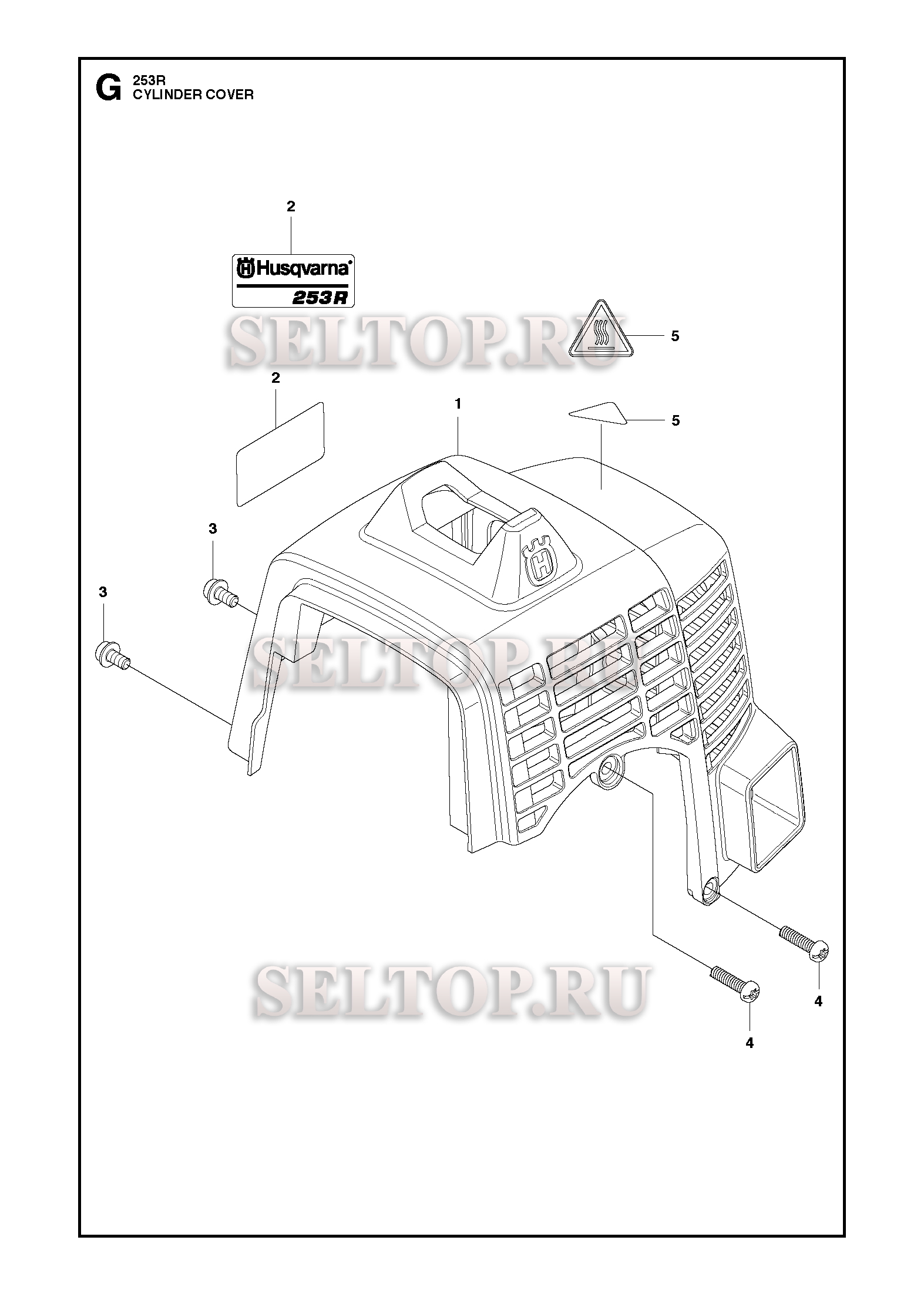 Крышка цилиндра для триммера Husqvarna 253 R (c 2011-08)