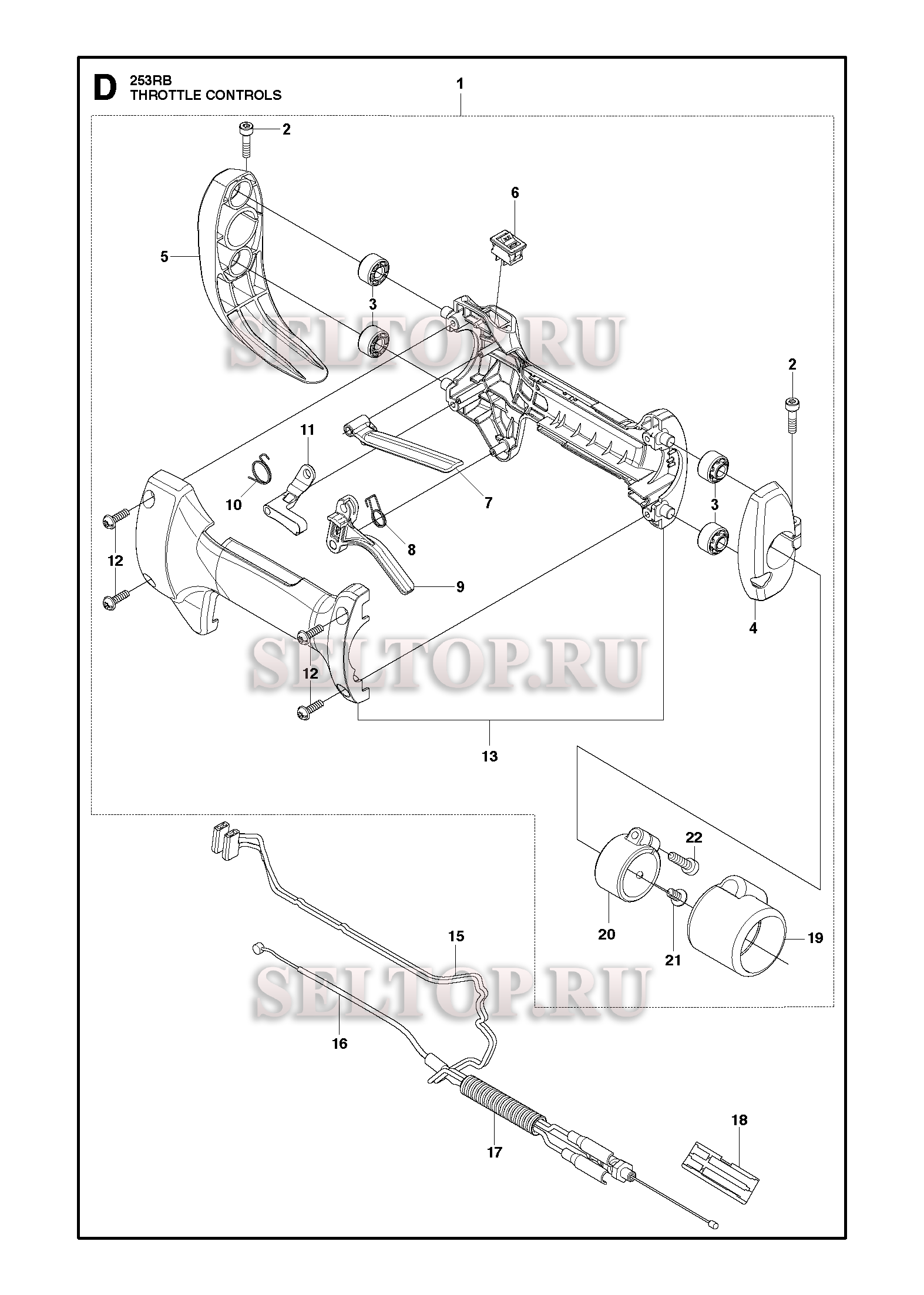 Управление дросселем для триммера Husqvarna 253 RB (c 2018-06)