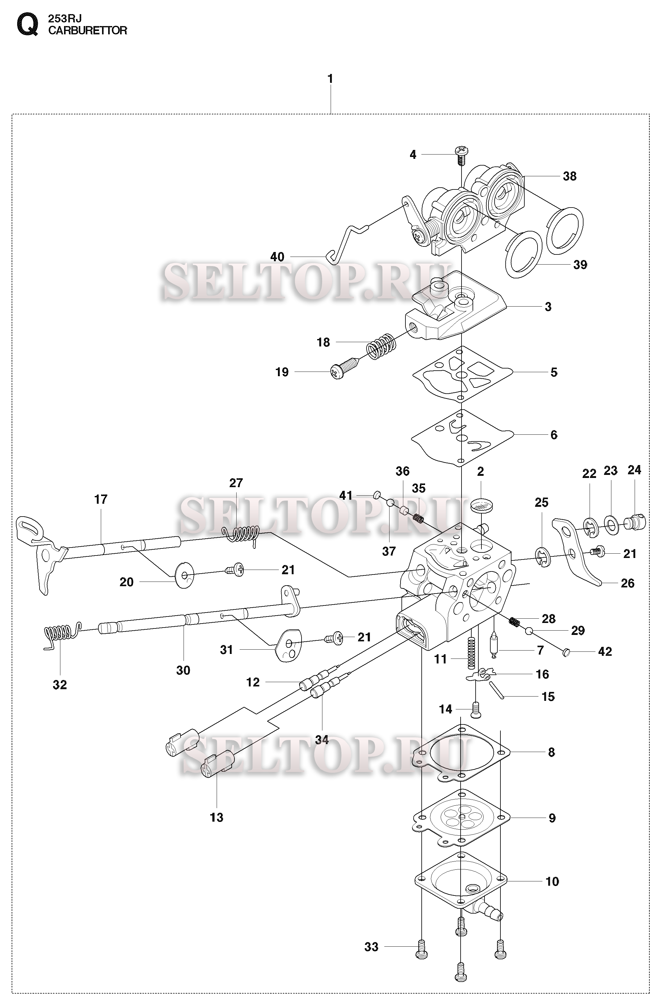 Запчасти карбюратора для триммера Husqvarna 253 RJ (c 2009-04)