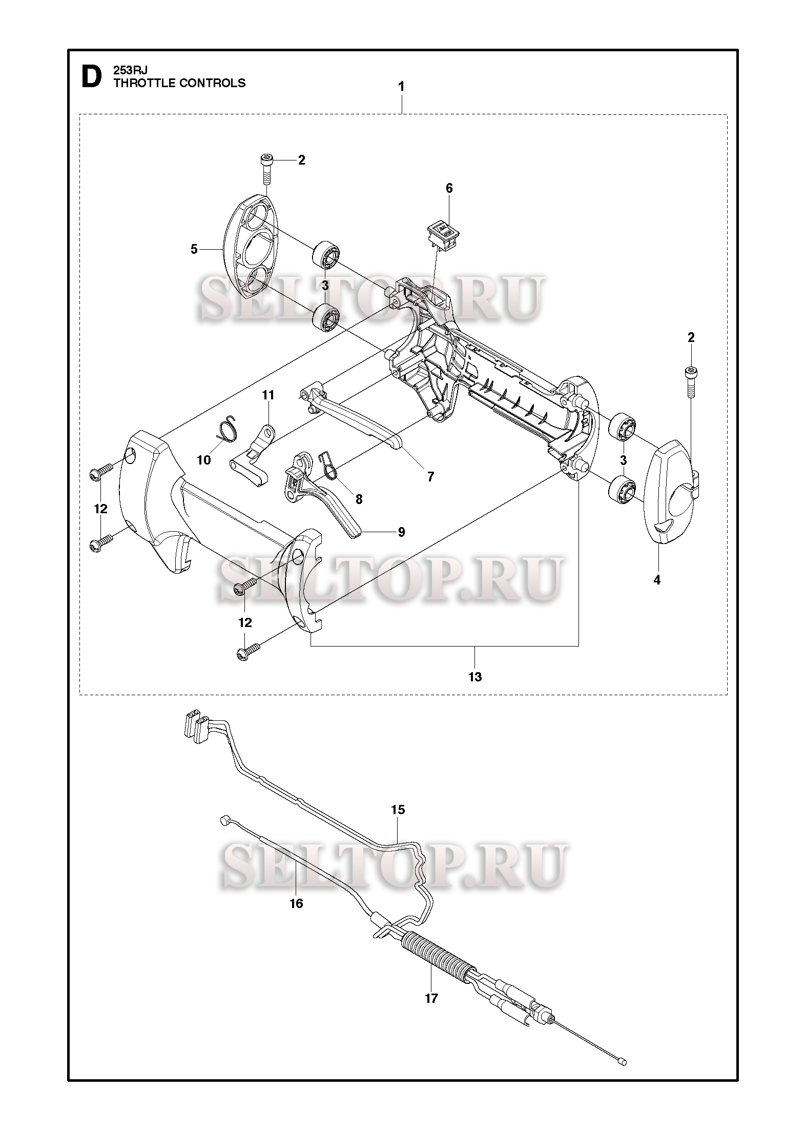 Управление дросселем для триммера Husqvarna 253 RJ (c 2018-06)