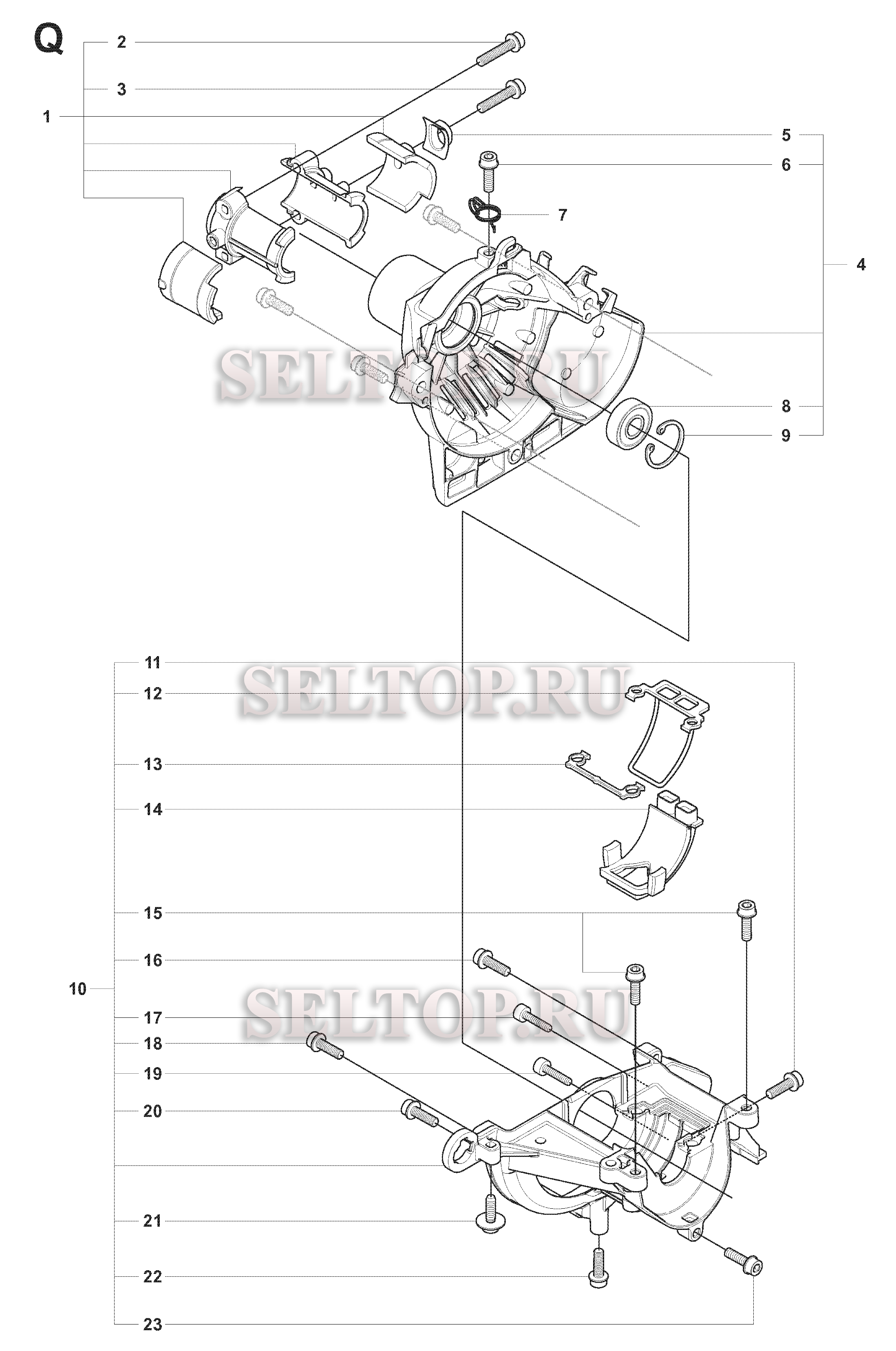 Картер для триммера Husqvarna 323 RII (c 2008-03)
