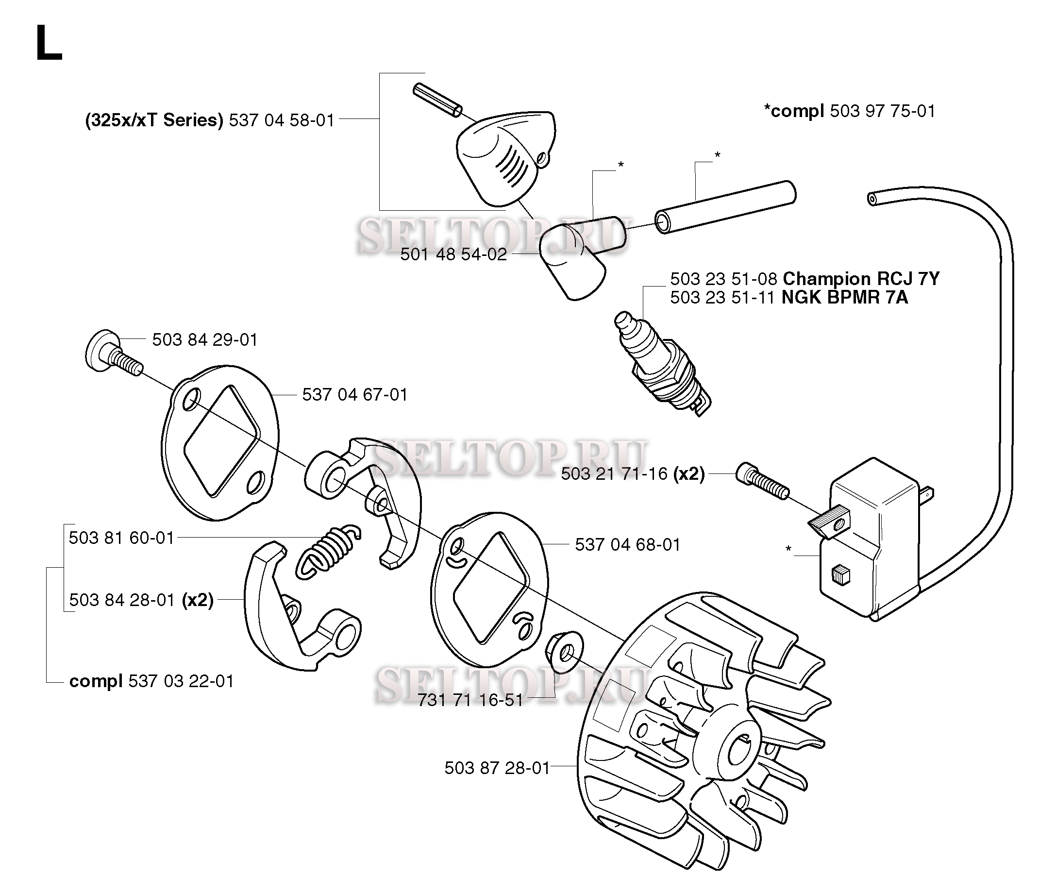 Система зажигания, сцепление для триммера Husqvarna 325 RJX (c 2002-01)