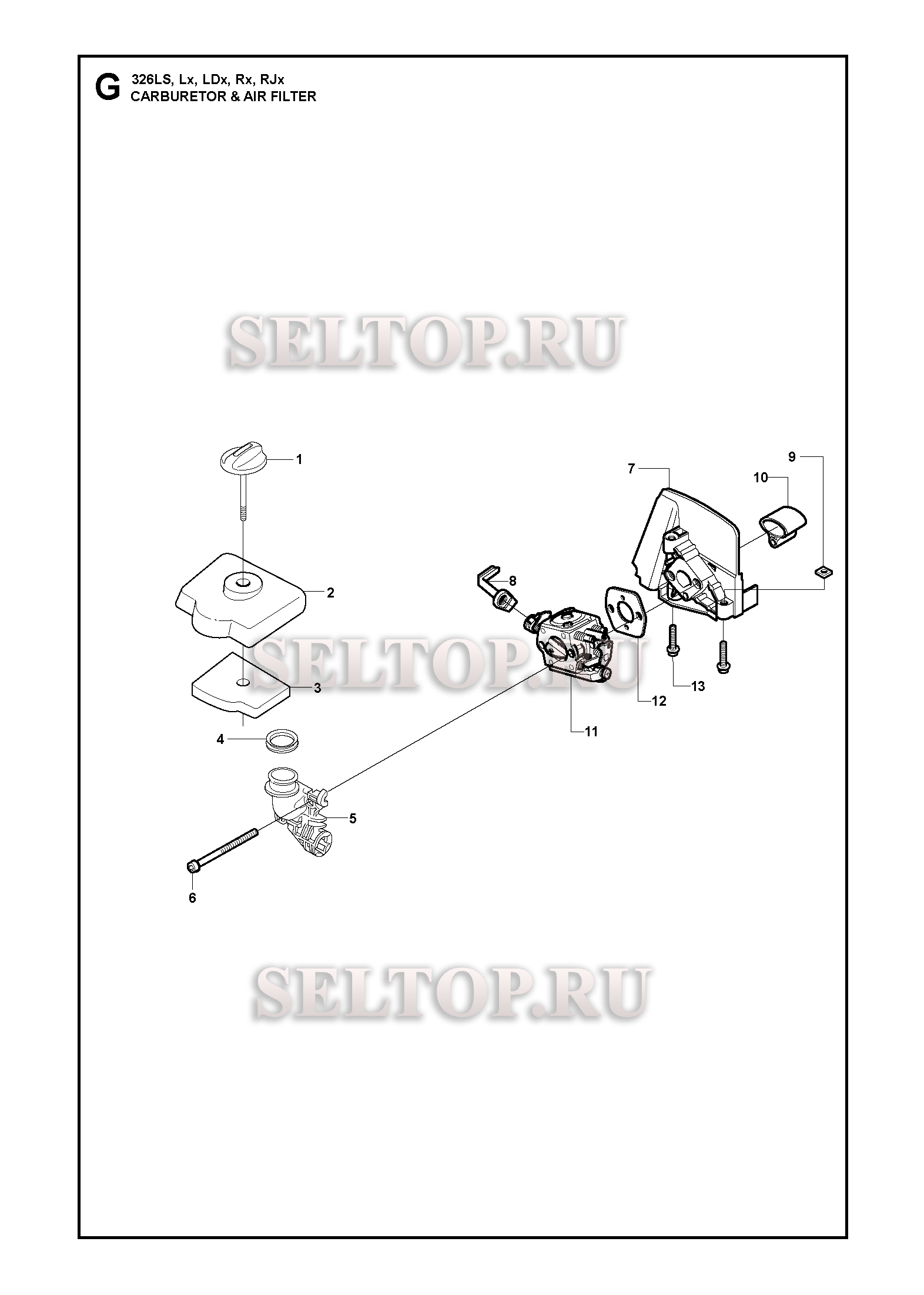 Карбюратор, воздушный фильтр для триммера Husqvarna 326 RX (c 2009-05-)