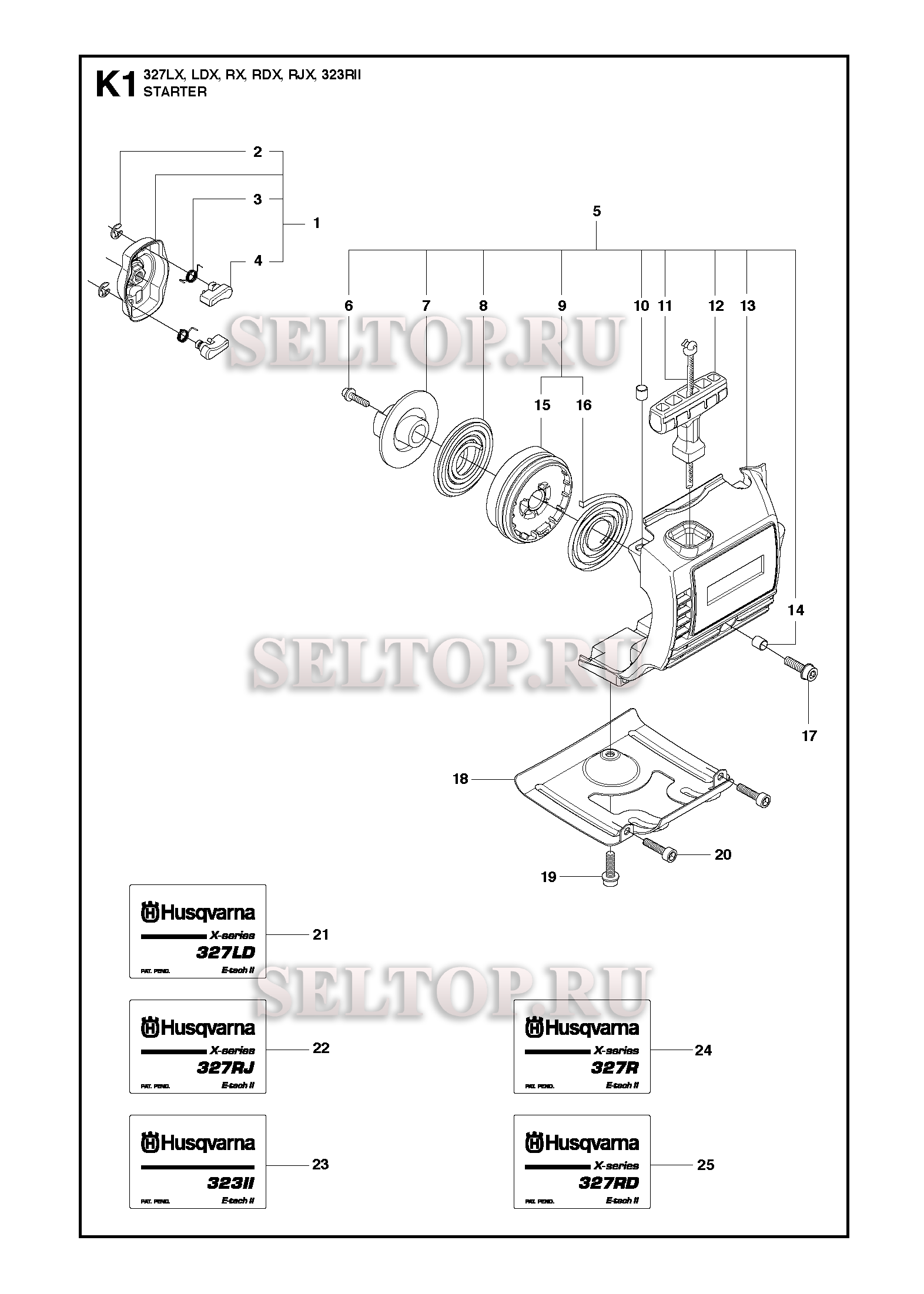 Стартер для триммера Husqvarna 327 RDX (c 2012-01-)