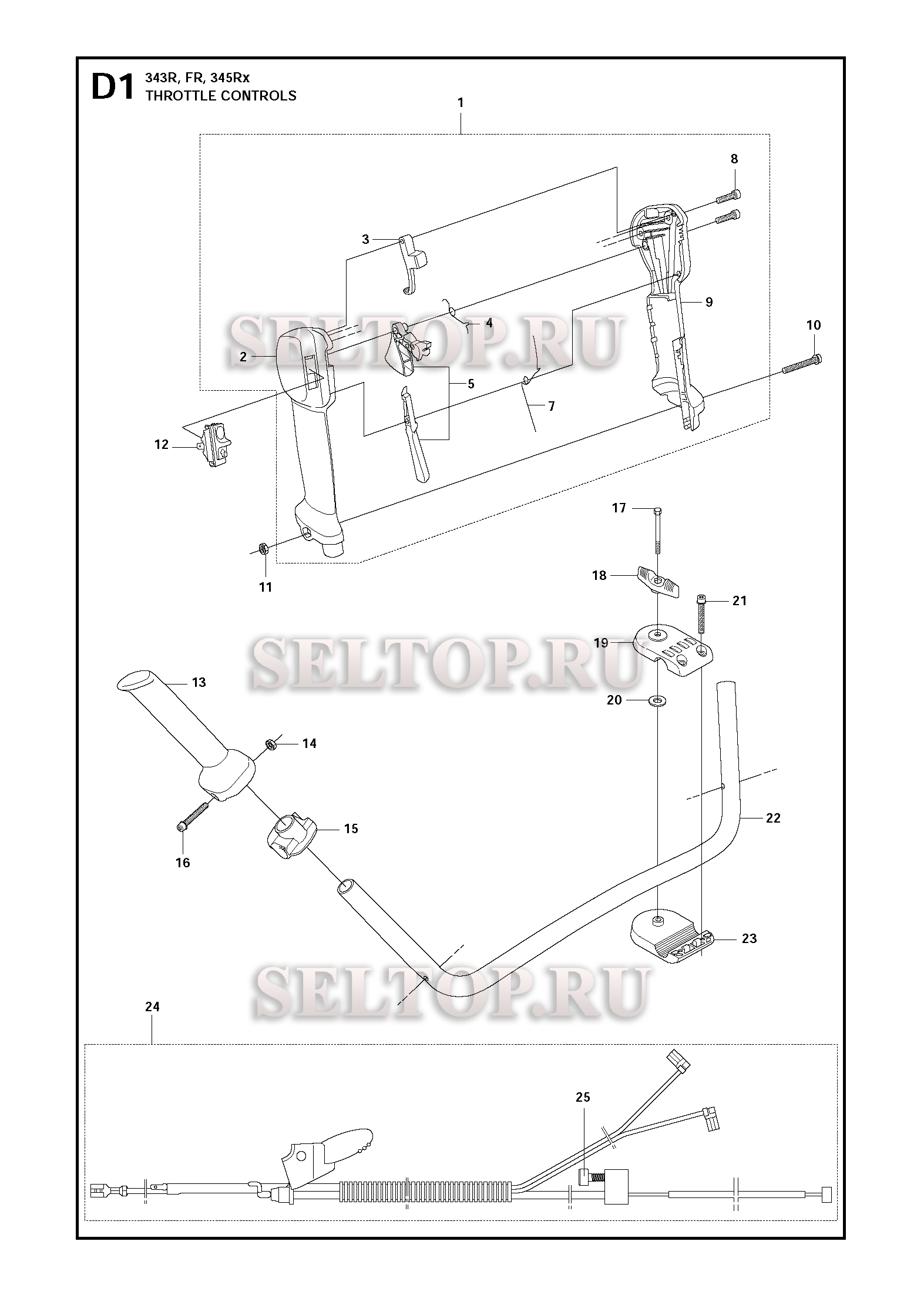 Управление дросселем для триммера Husqvarna 343 FR (c 2014-12)