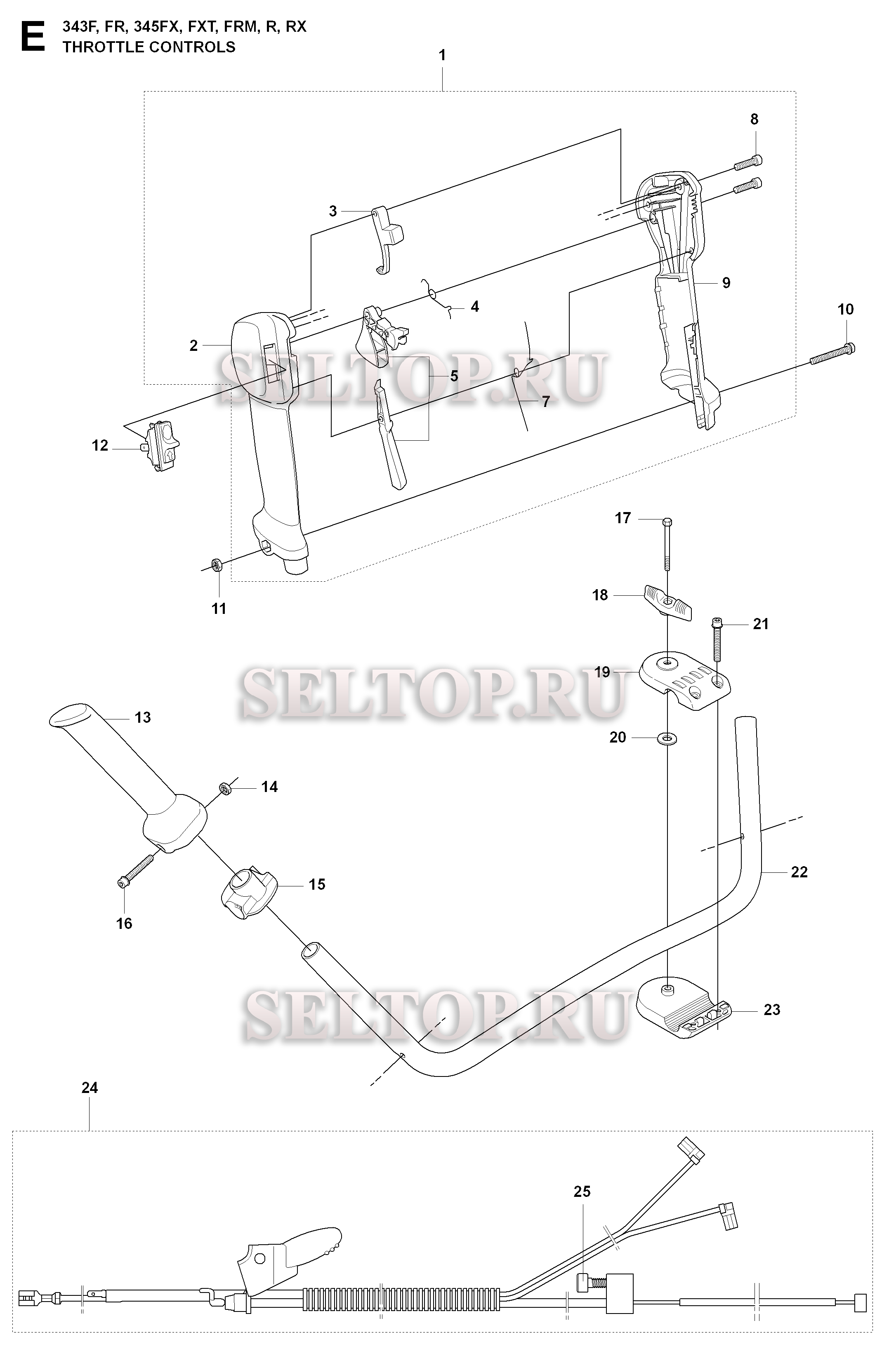 Управление дросселем для триммера Husqvarna 343 FR (c 2008-05)