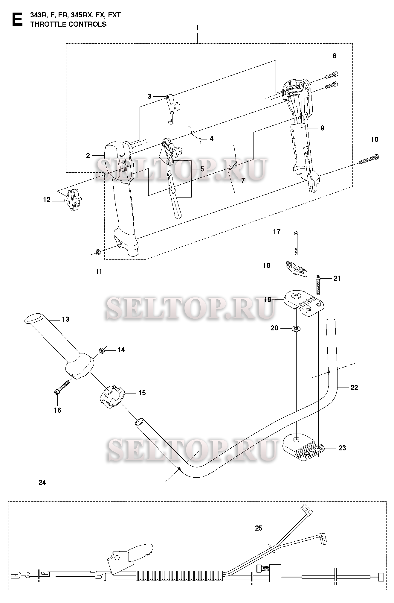 Управление дросселем для триммера Husqvarna 343 FR (c 2010-09)