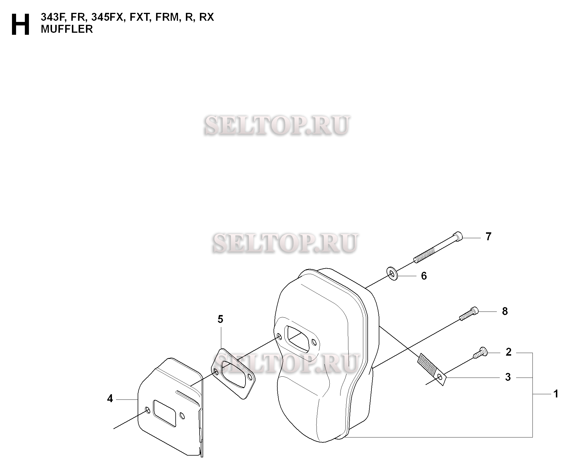 Глушитель для триммера Husqvarna 343 FRM (c 2008-05)