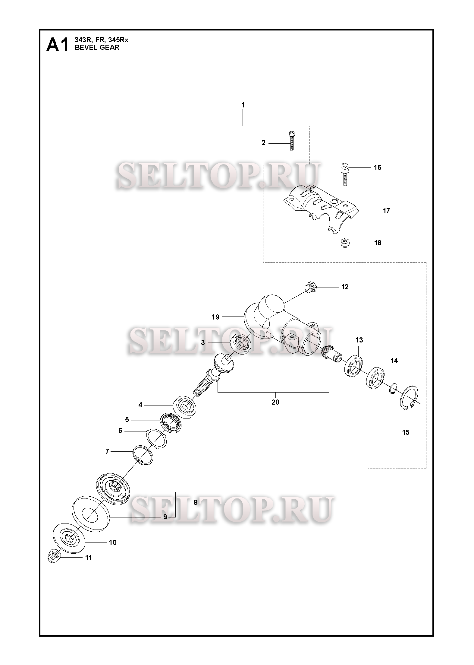 Редуктор для триммера Husqvarna 343 R (c 2014-12)